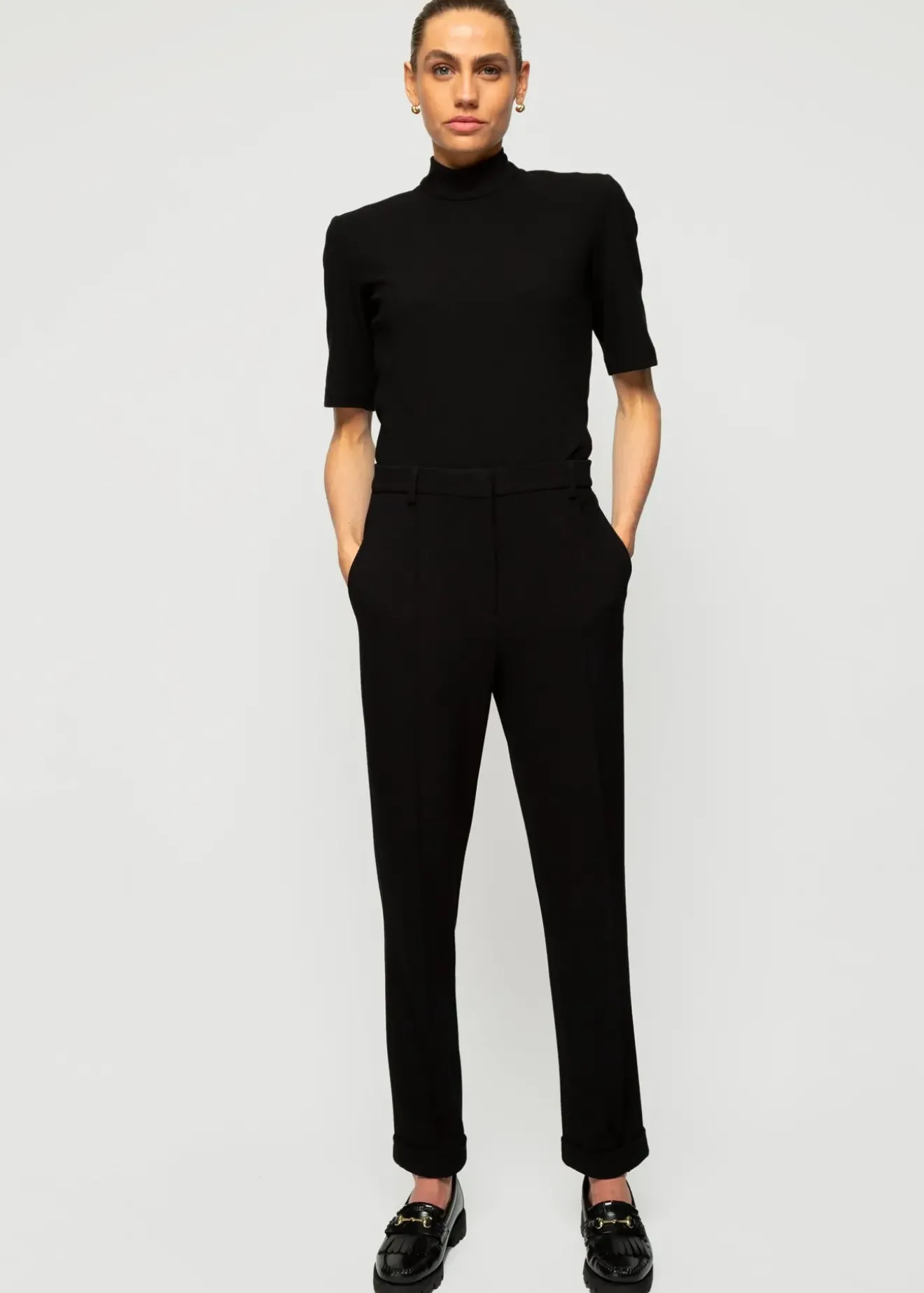 Vanilia Rib Top Met Col Zwart Clearance