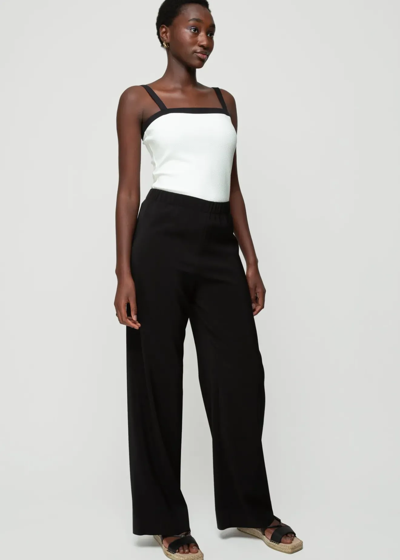 Vanilia Rib Top Met Contrastboorden Off White Online