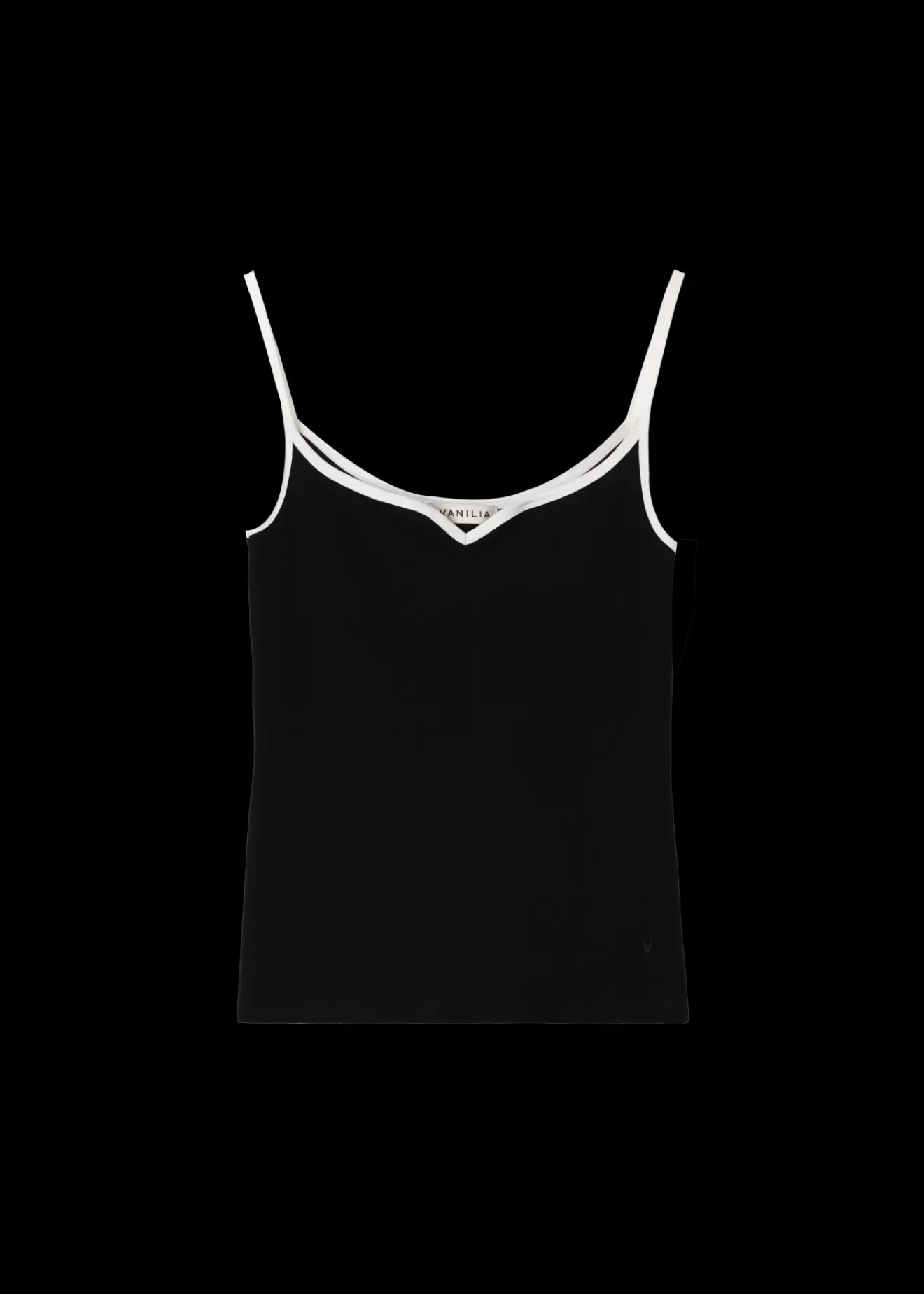 Vanilia Rib Top Met Hartvormige Hals Zwart Sale