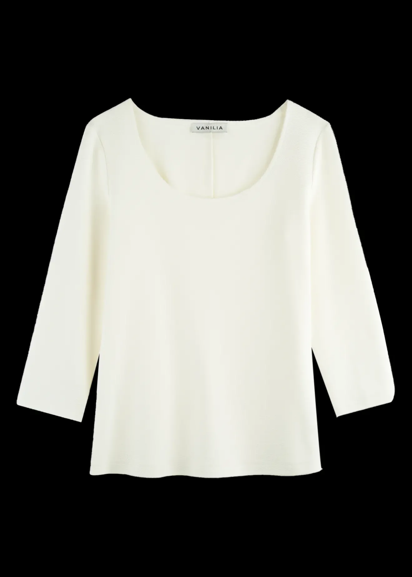 Vanilia Rib Top Met 3/4 Mouw Off White Hot