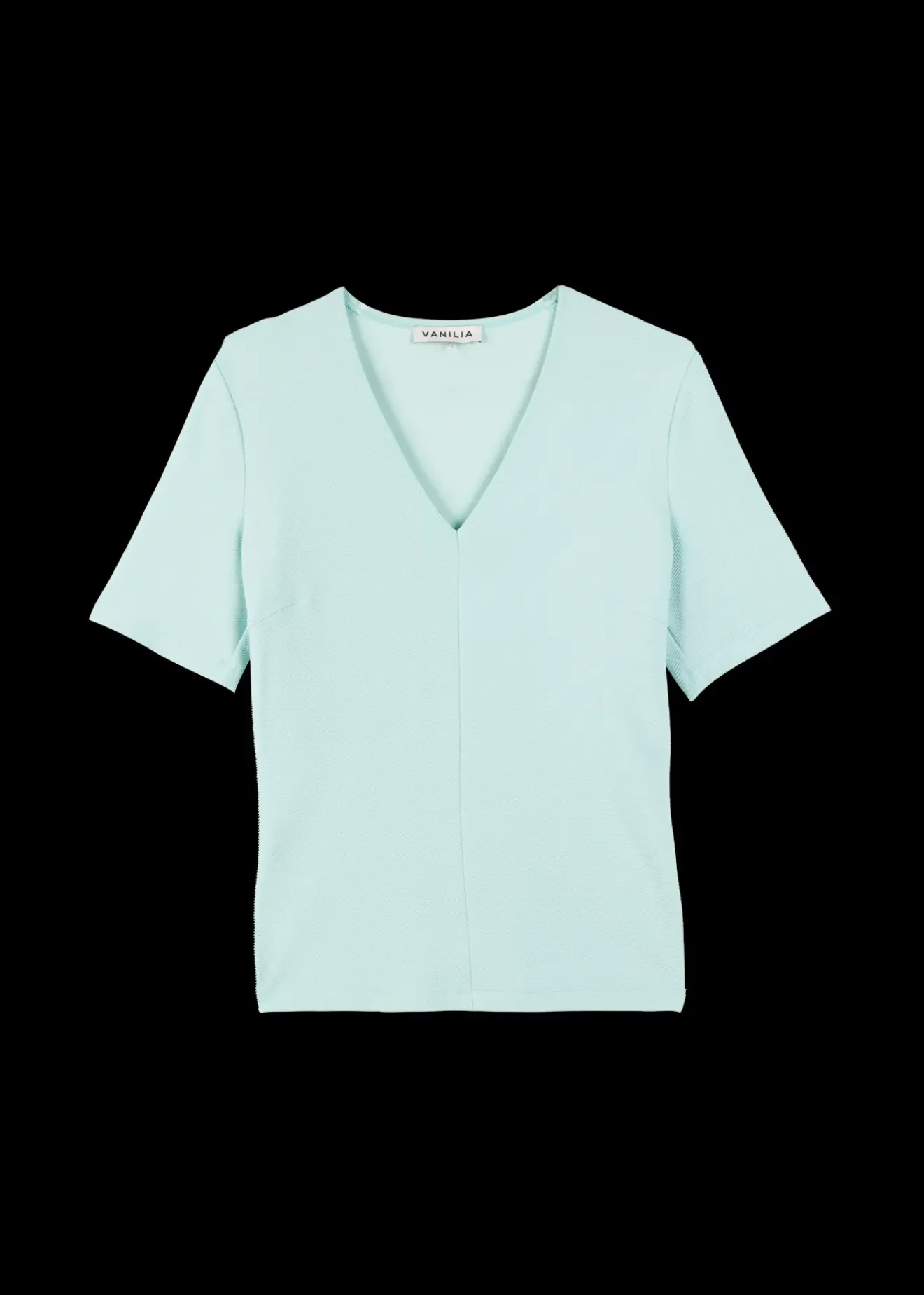 Vanilia Rib Top Met V-Hals Aquamarine Hot
