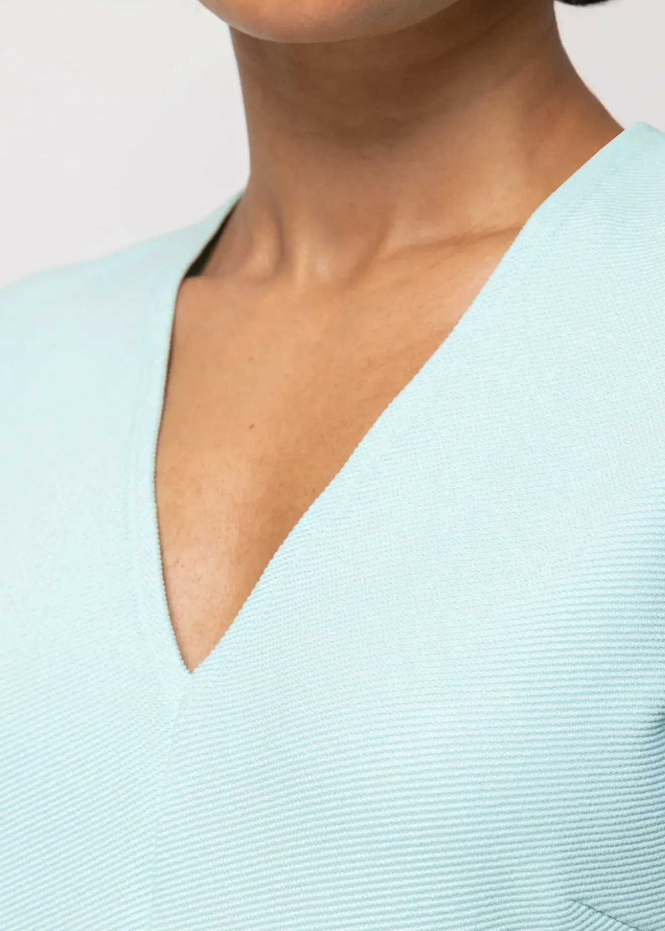 Vanilia Rib Top Met V-Hals Aquamarine Hot