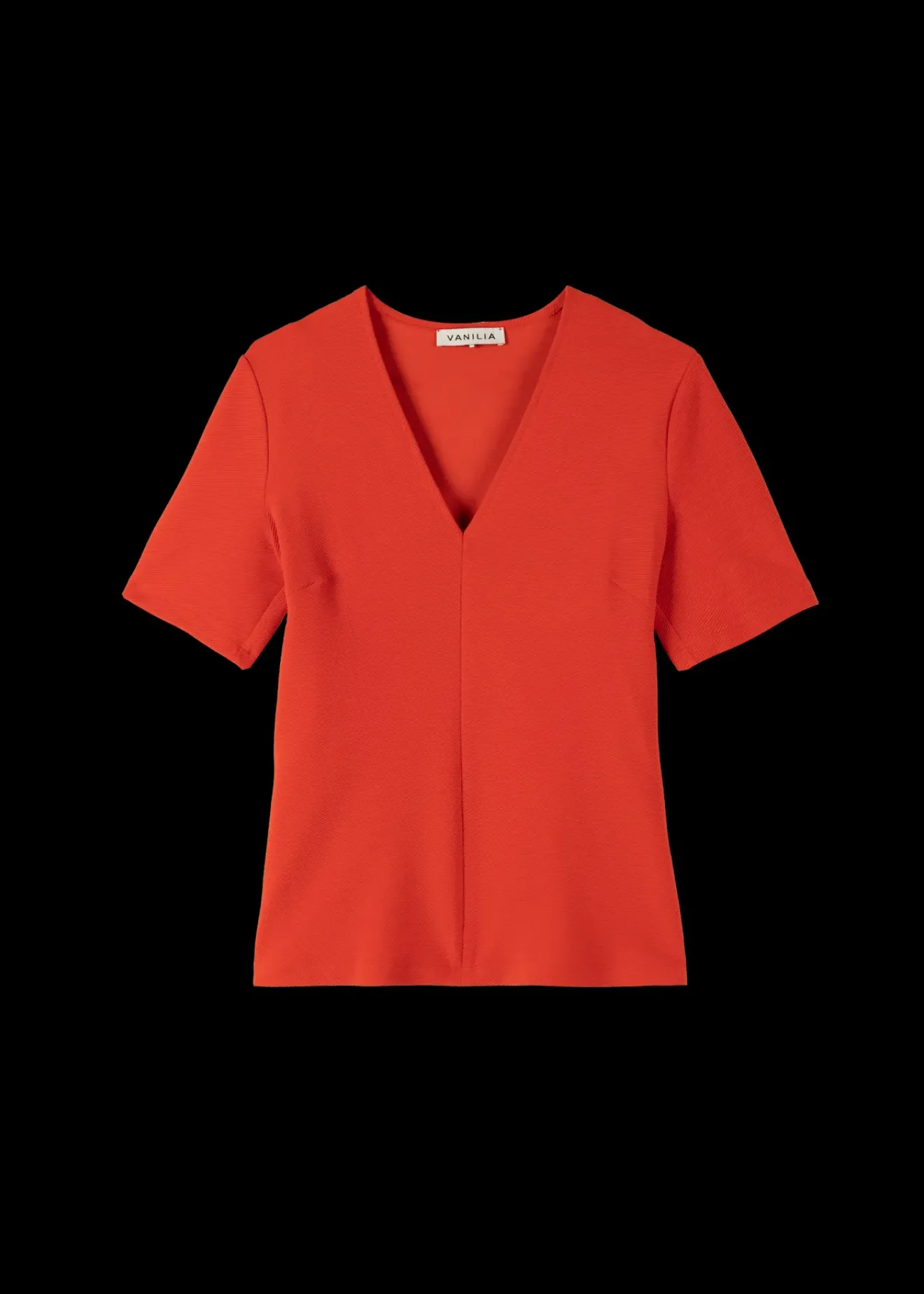 Vanilia Rib Top Met V-Hals Molten Lava Best