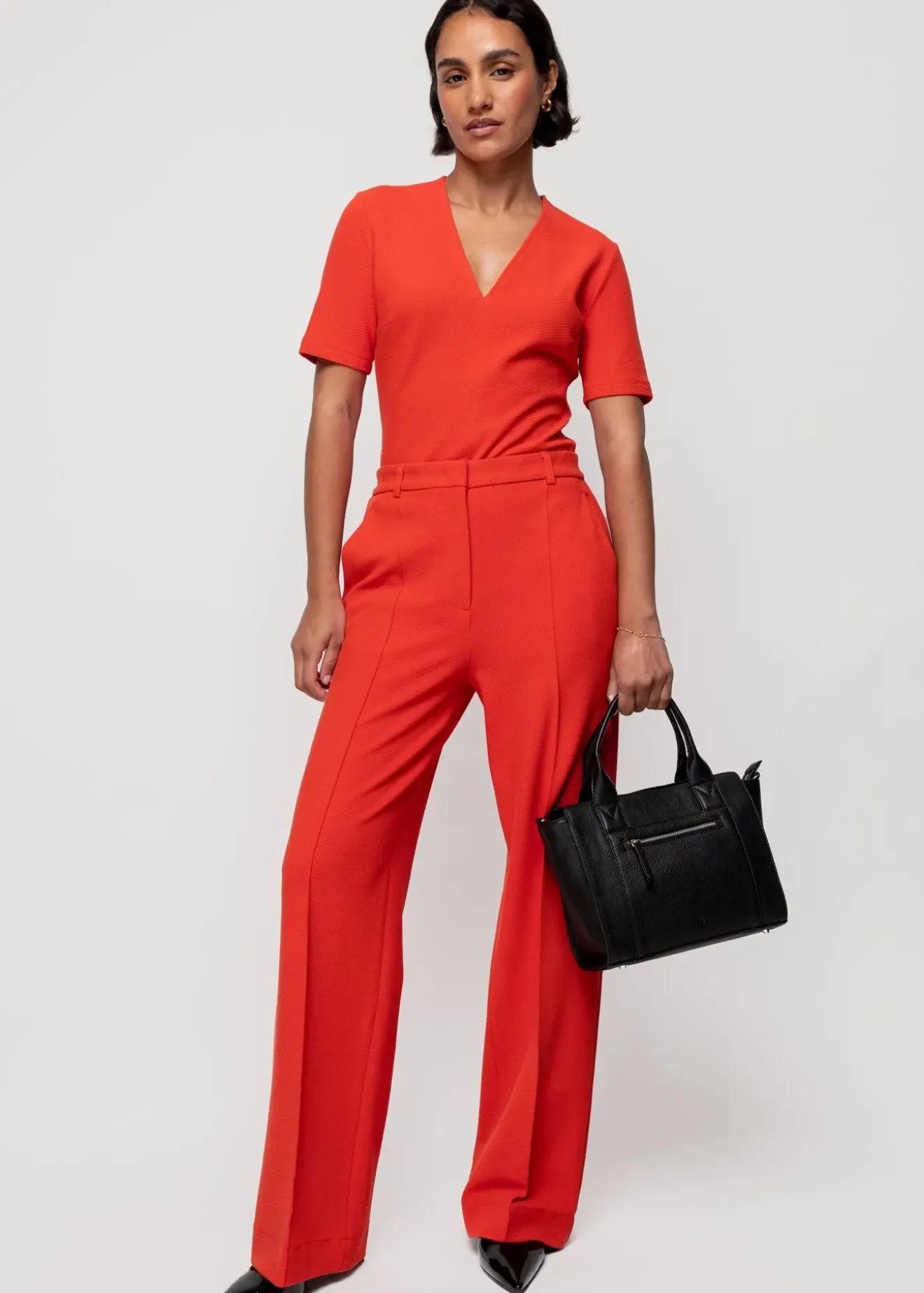 Vanilia Rib Top Met V-Hals Molten Lava Best