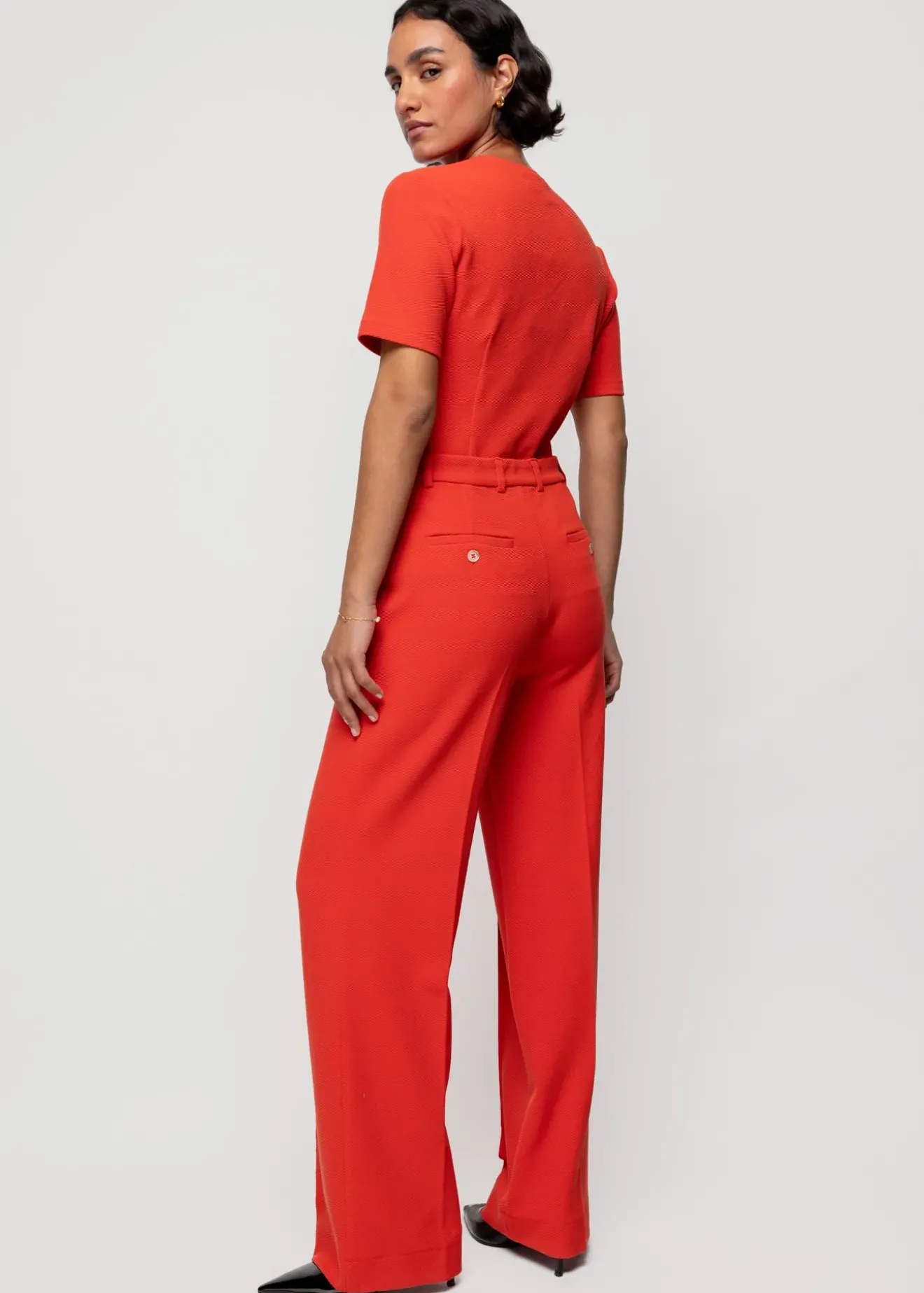 Vanilia Rib Top Met V-Hals Molten Lava Best