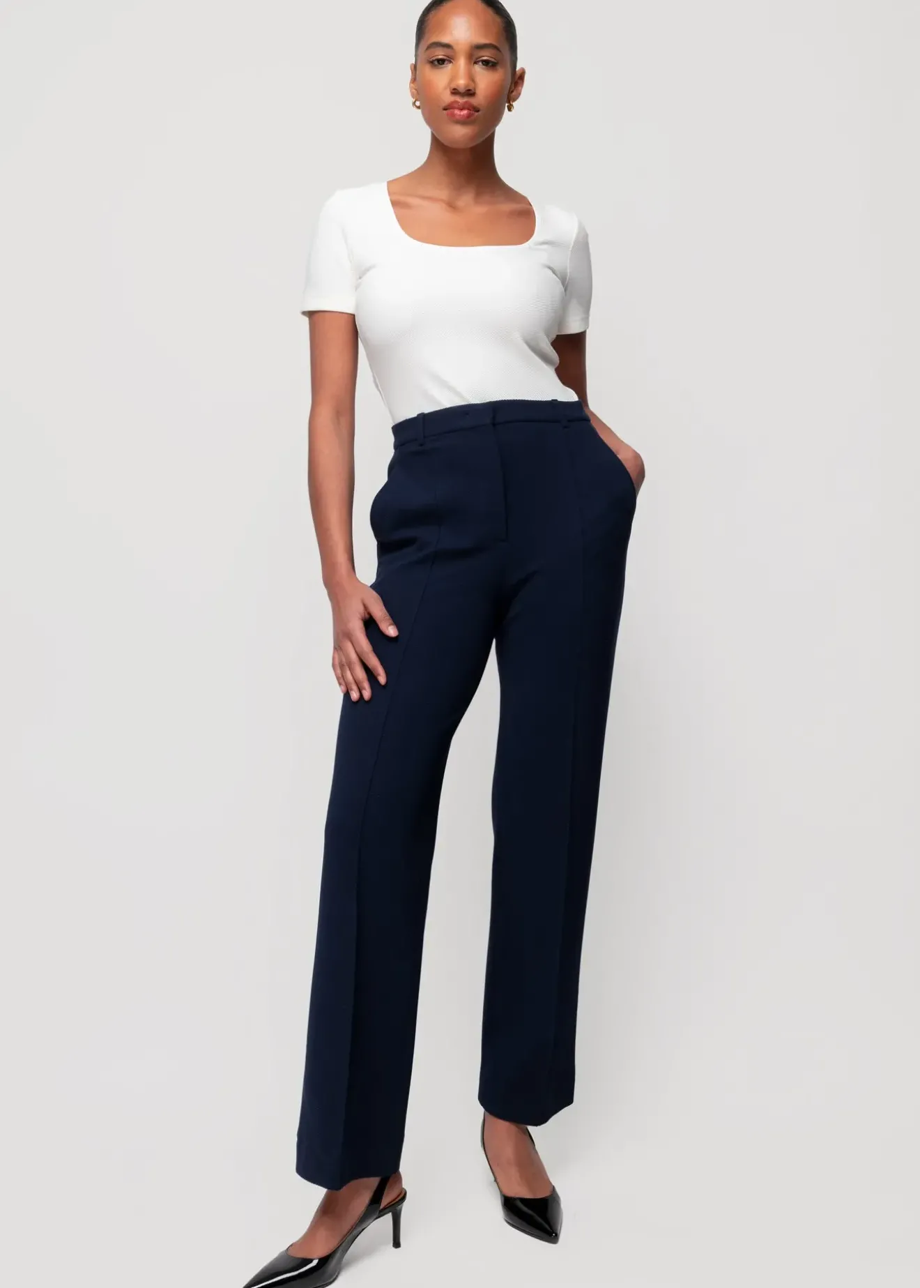Vanilia Rib Top Met Vierkante Hals Off White Outlet
