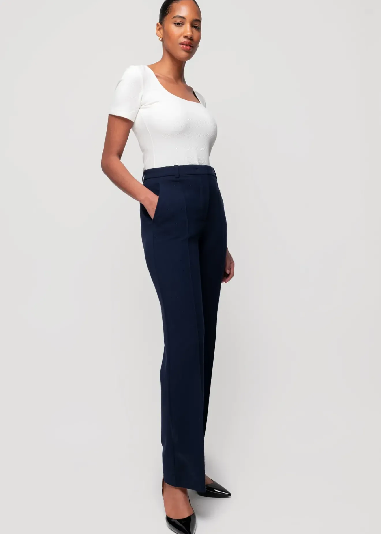 Vanilia Rib Top Met Vierkante Hals Off White Outlet