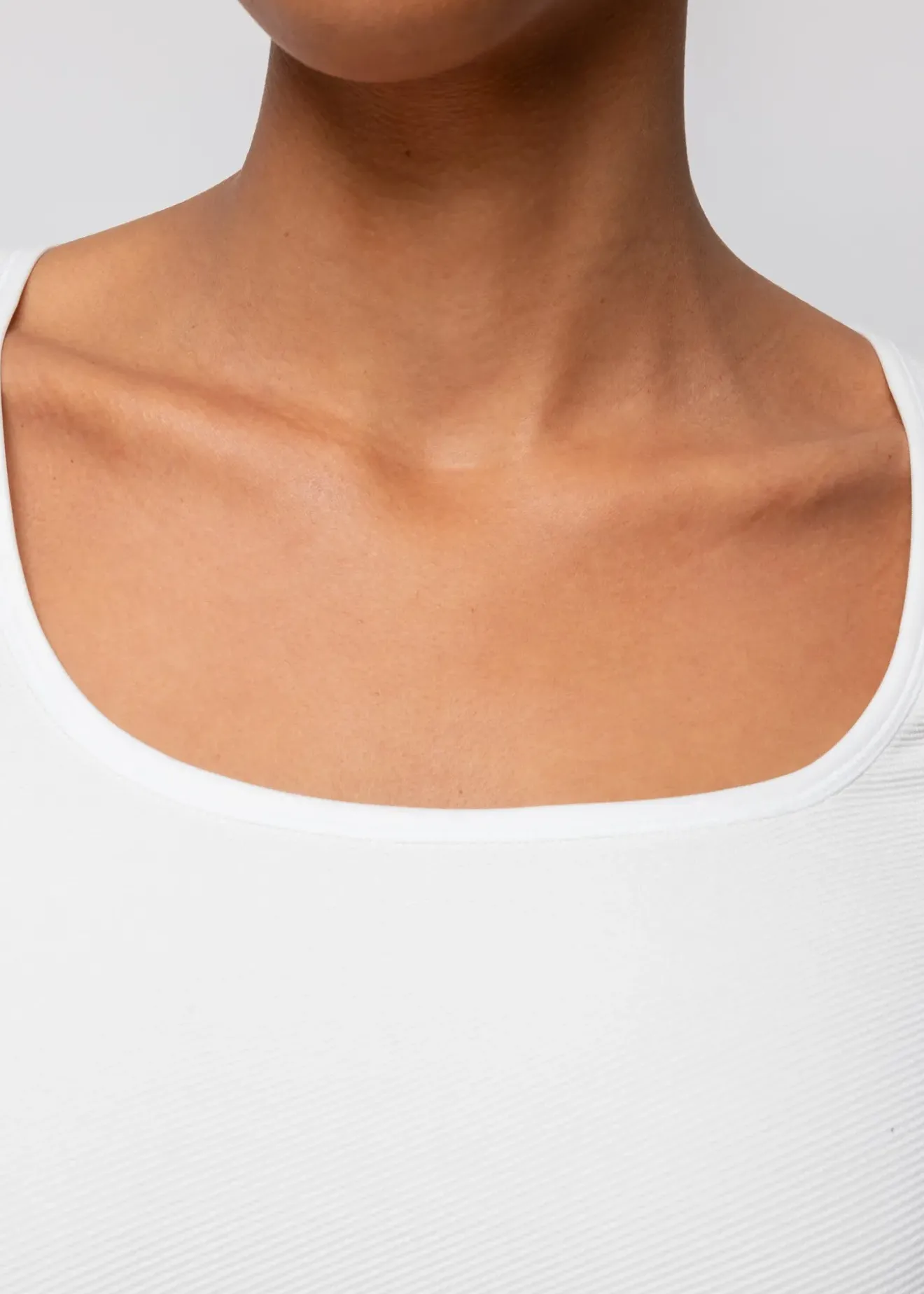 Vanilia Rib Top Met Vierkante Hals Off White Outlet