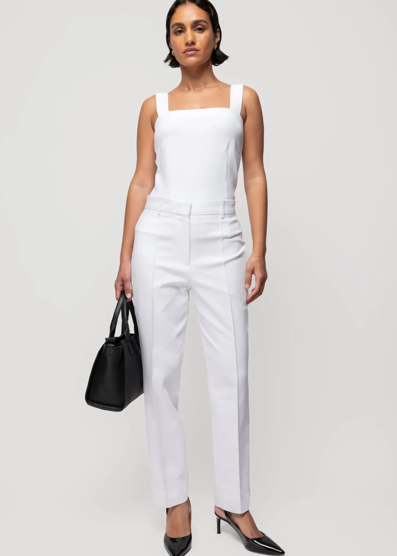 Vanilia Rib Top Met Vierkante Hals Wit Best