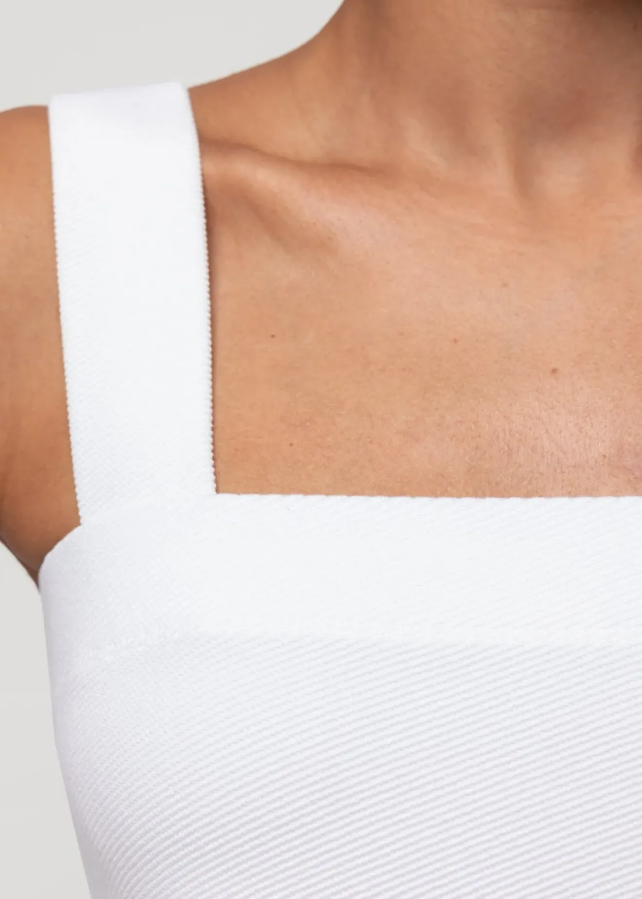 Vanilia Rib Top Met Vierkante Hals Wit Best
