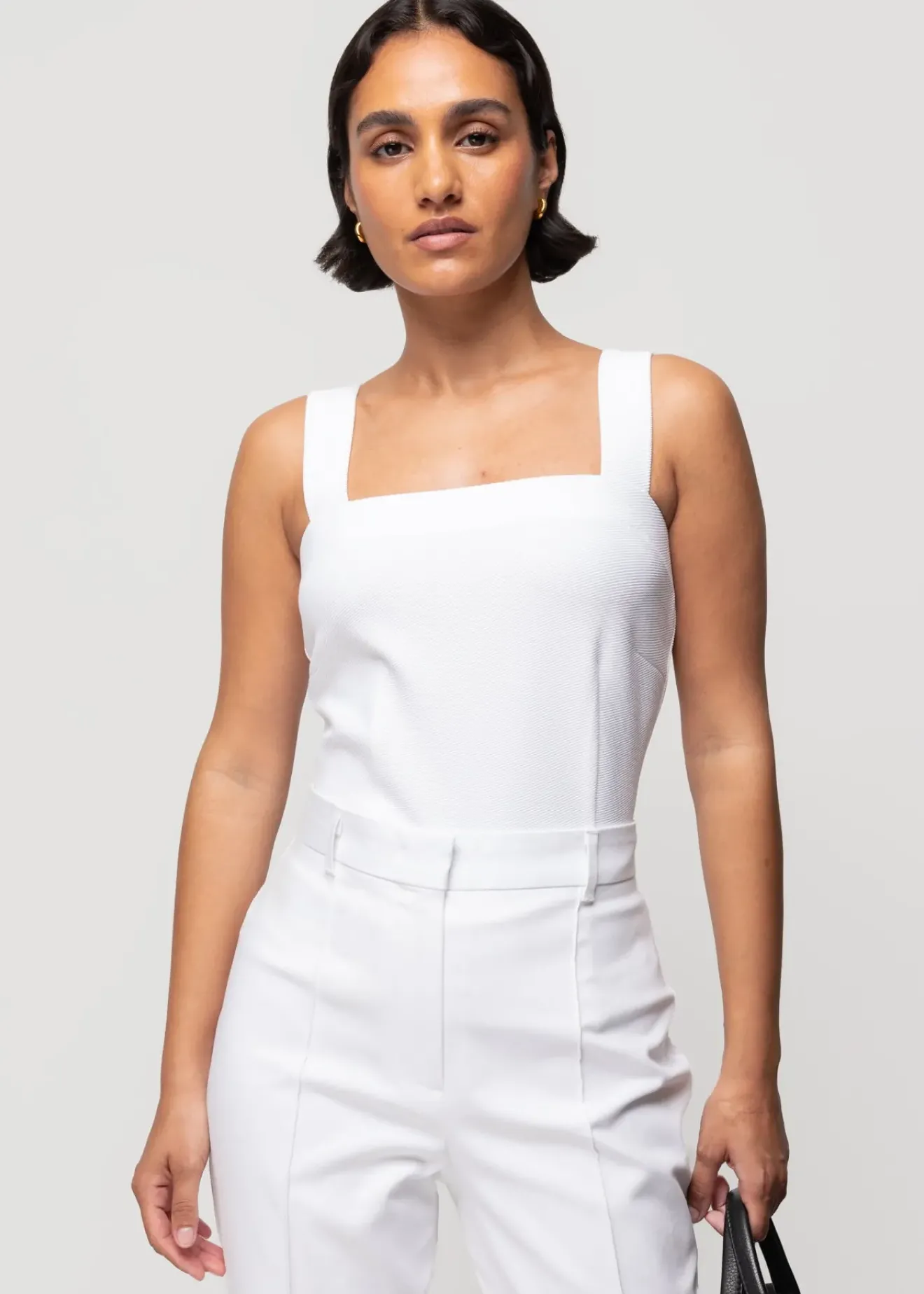 Vanilia Rib Top Met Vierkante Hals Wit Best