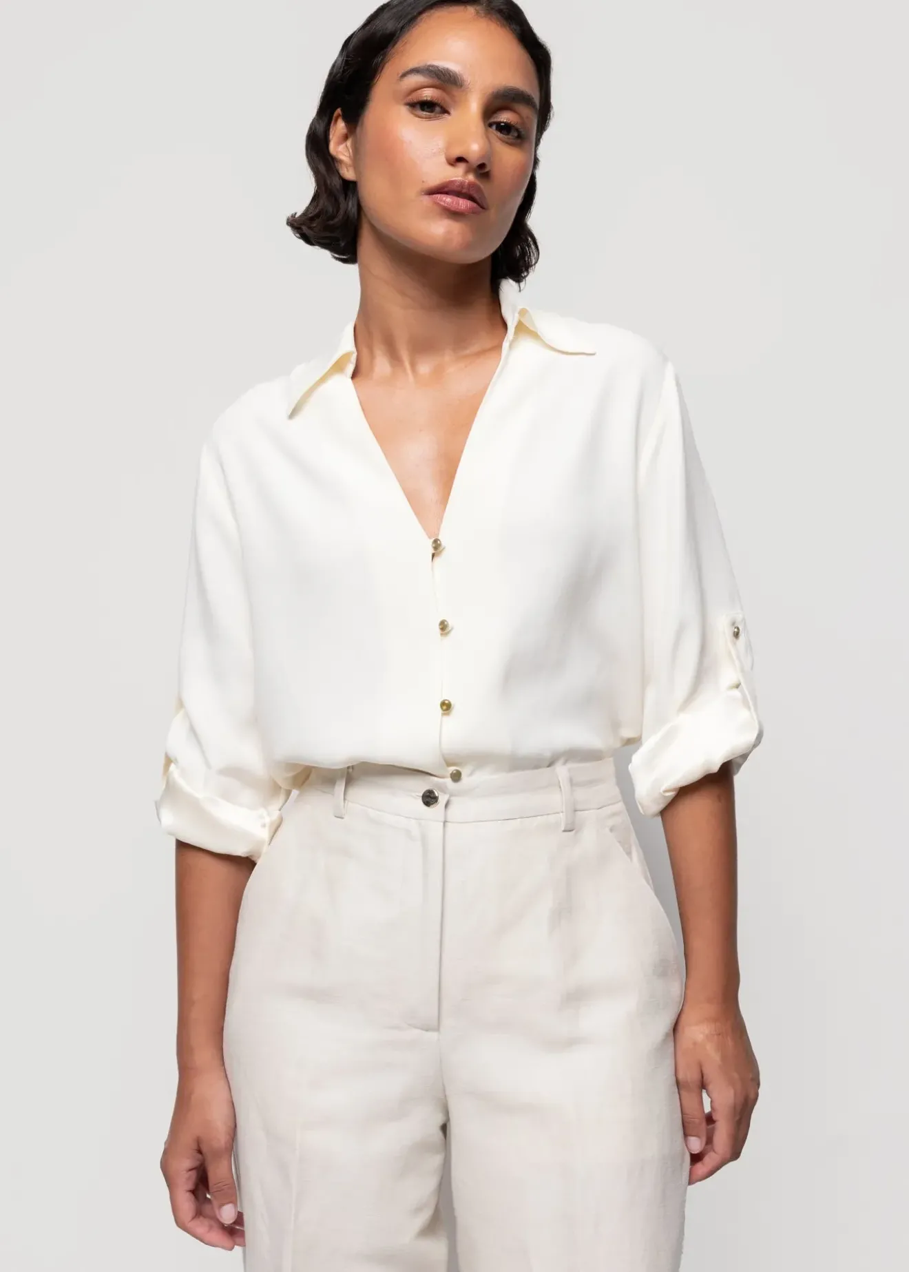 Vanilia Satijnen Blouse Whisper White Best
