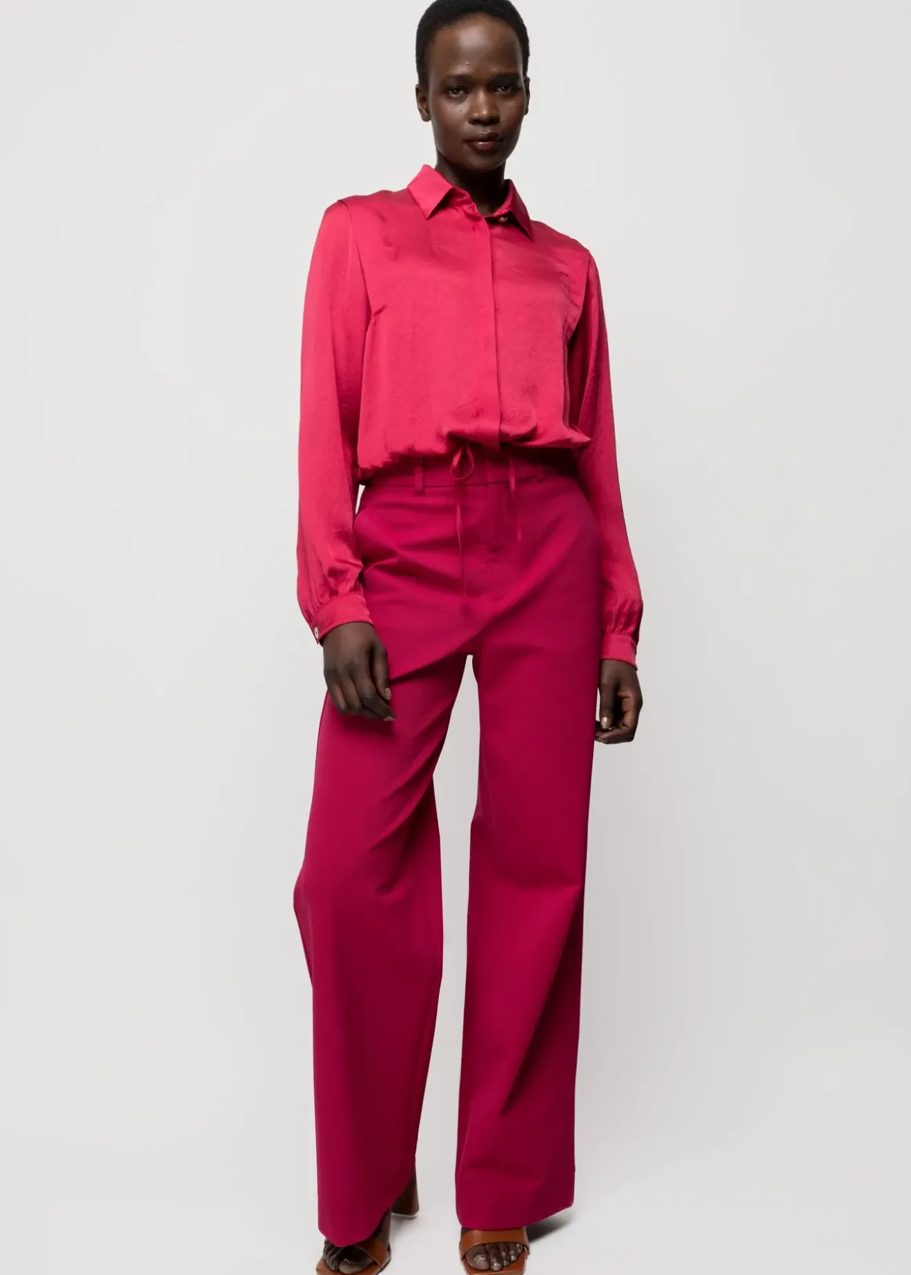 Vanilia Satijnen Blouse Sangria Discount