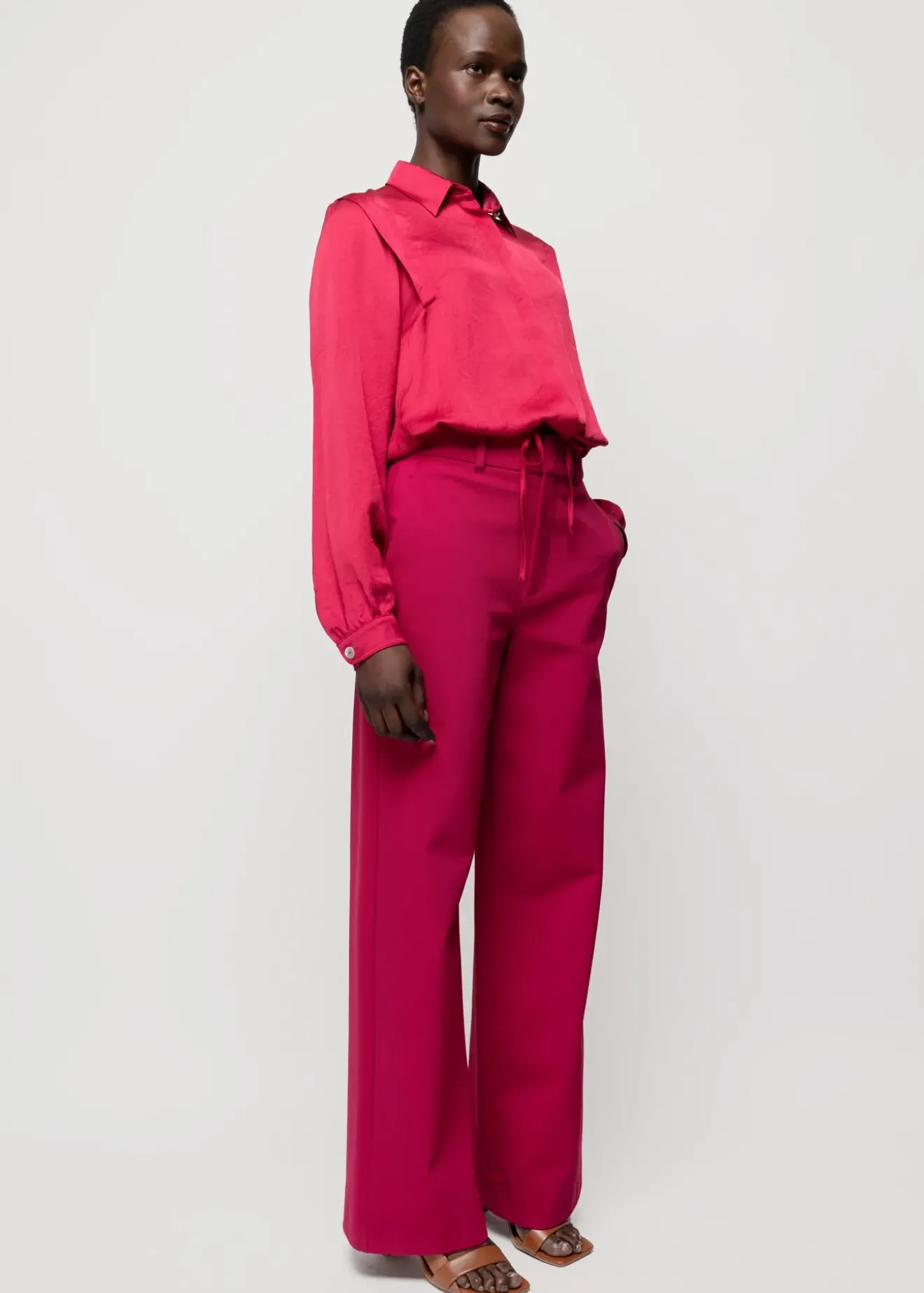 Vanilia Satijnen Blouse Sangria Discount