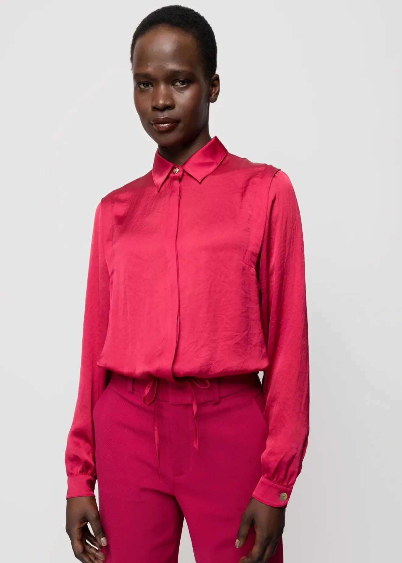 Vanilia Satijnen Blouse Sangria Discount