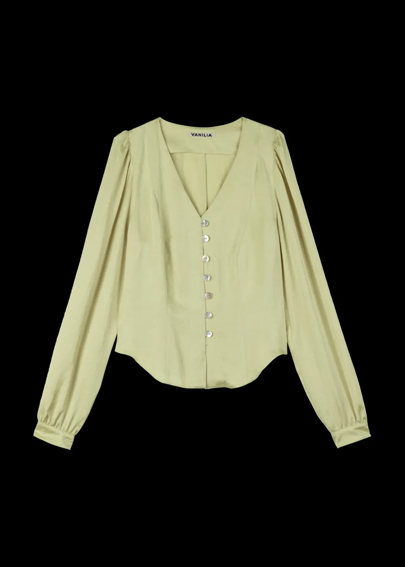 Vanilia Satijnen Blouse Met Parelmoer Linde Outlet