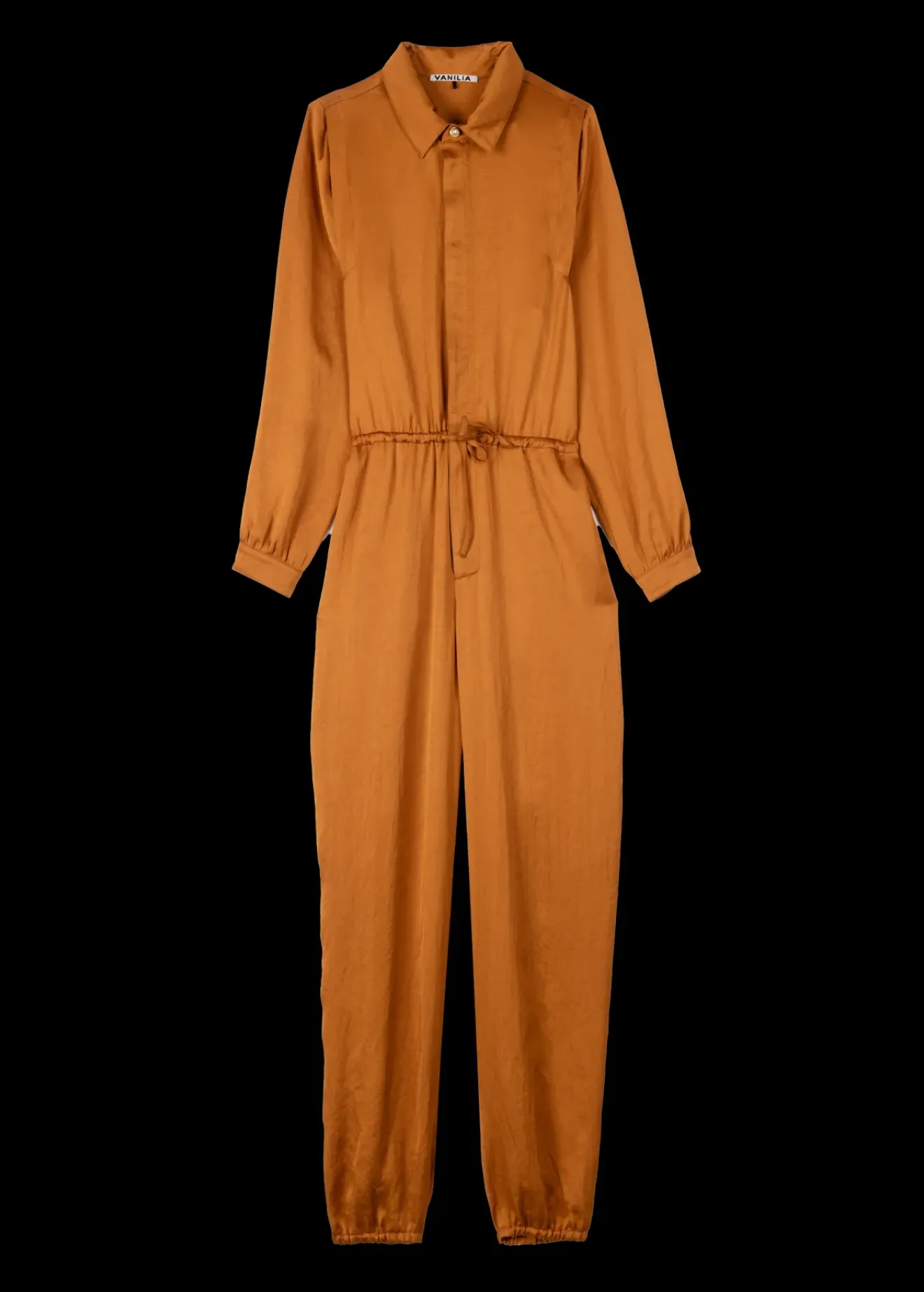 Vanilia Satijnen Jumpsuit Leather Brown Fashion