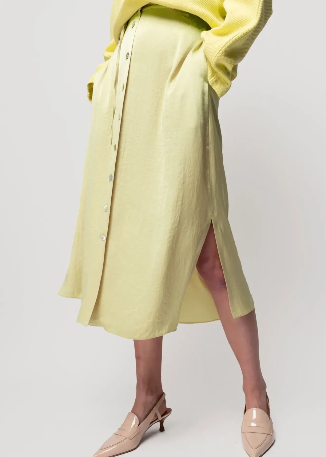 Vanilia Satijnen Midi Rok Linde Fashion