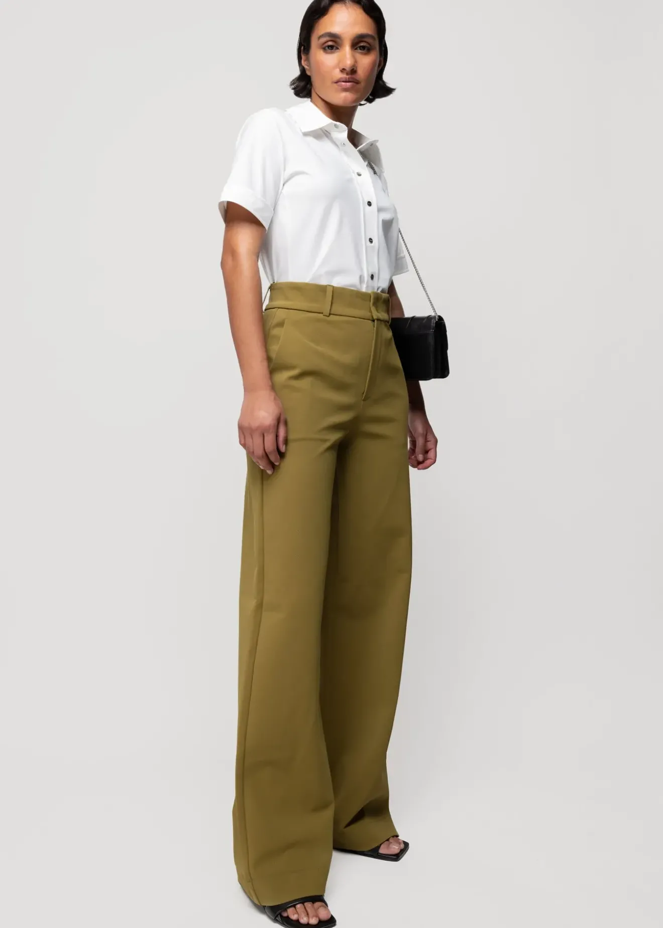 Vanilia Stretch Blouse Met Korte Mouw Bianco Best