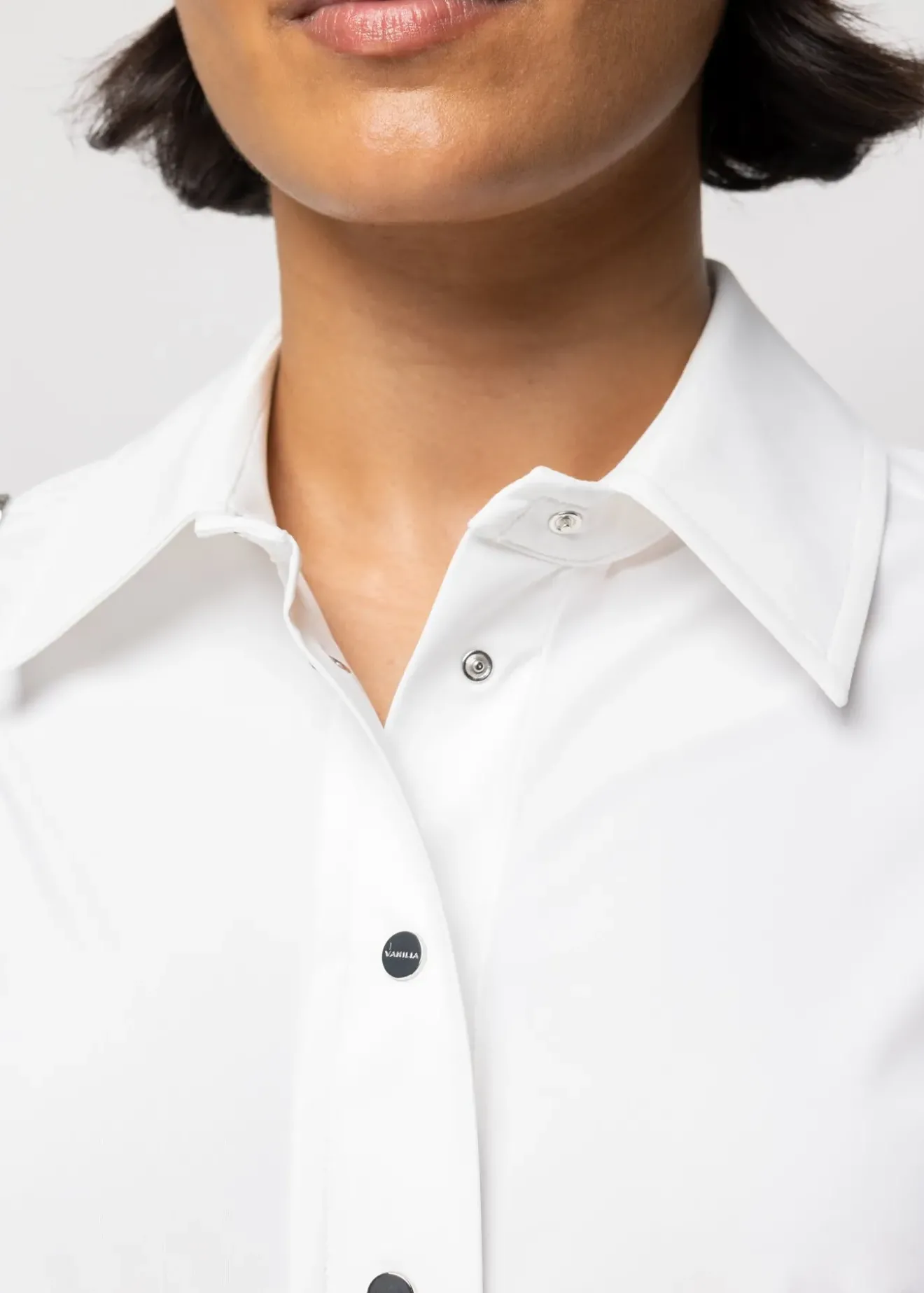 Vanilia Stretch Blouse Met Korte Mouw Bianco Best