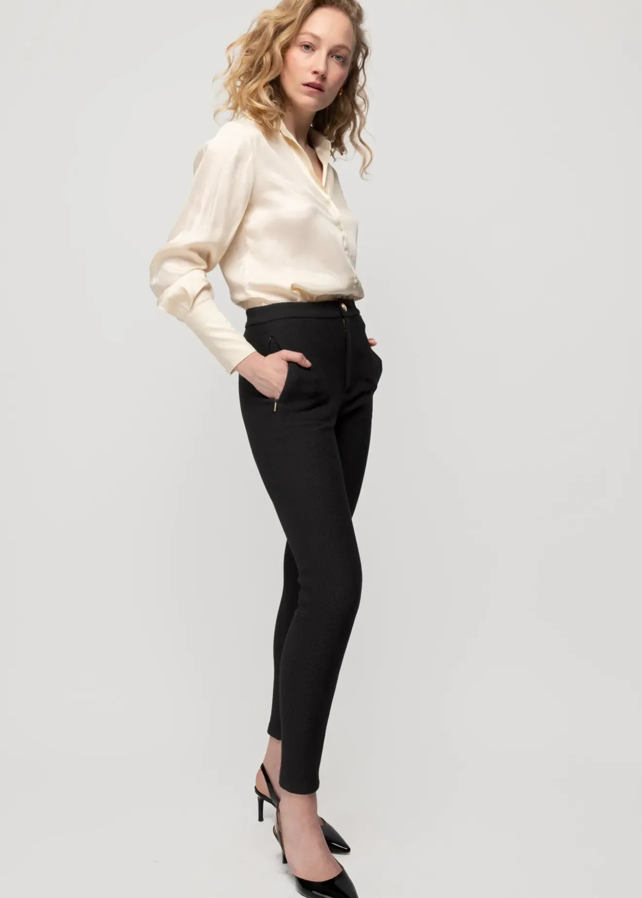 Vanilia Struc Broek Skinny Fit Zwart Hot