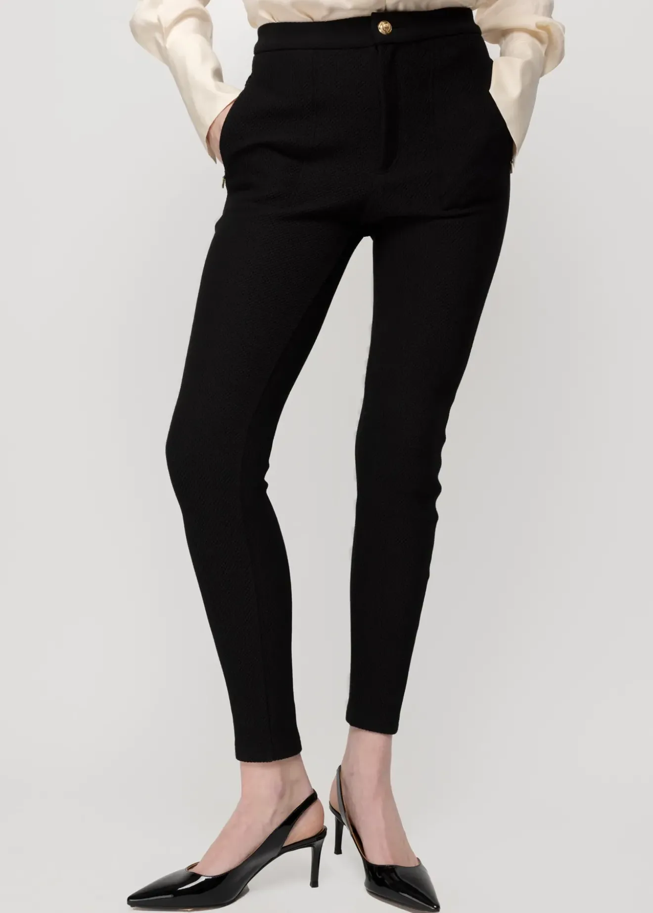 Vanilia Struc Broek Skinny Fit Zwart Hot