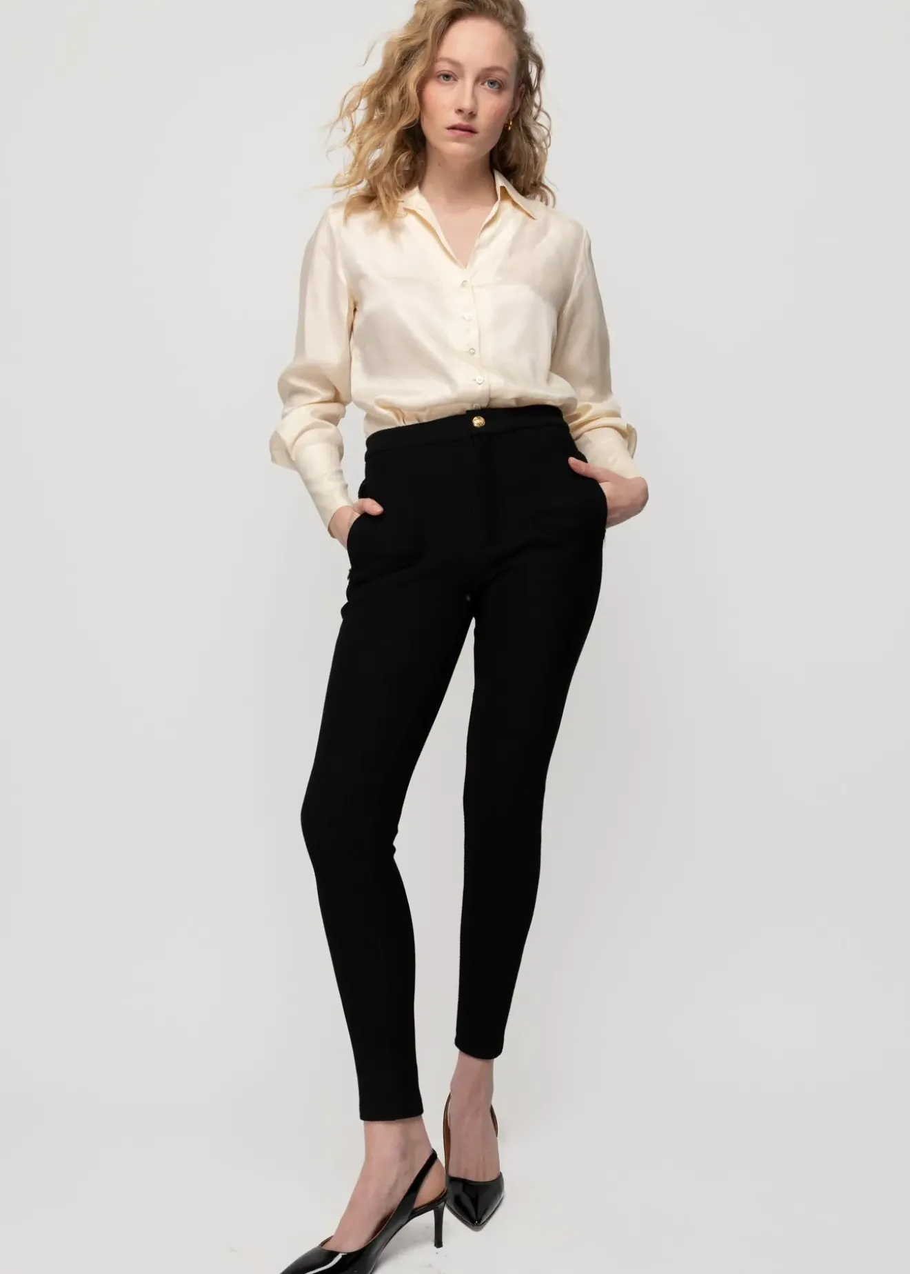 Vanilia Struc Broek Skinny Fit Zwart Hot