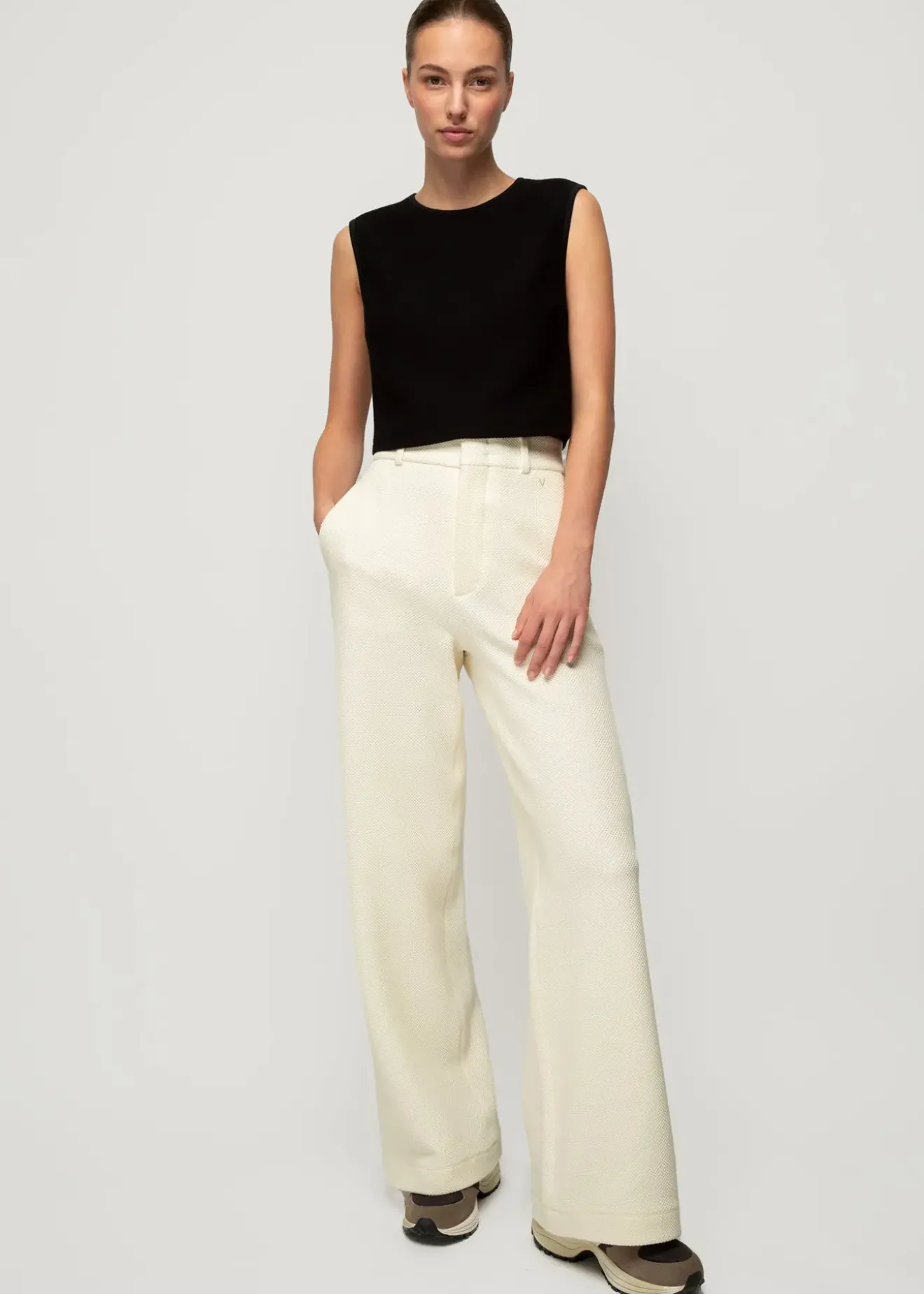 Vanilia Struc Top Mouwloos Zwart New