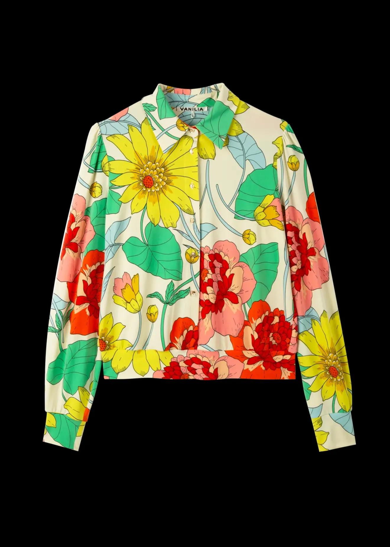 Vanilia Tricot Blouse Met Bloemenprint Pristine/ Rose/ Grass / Yellow New