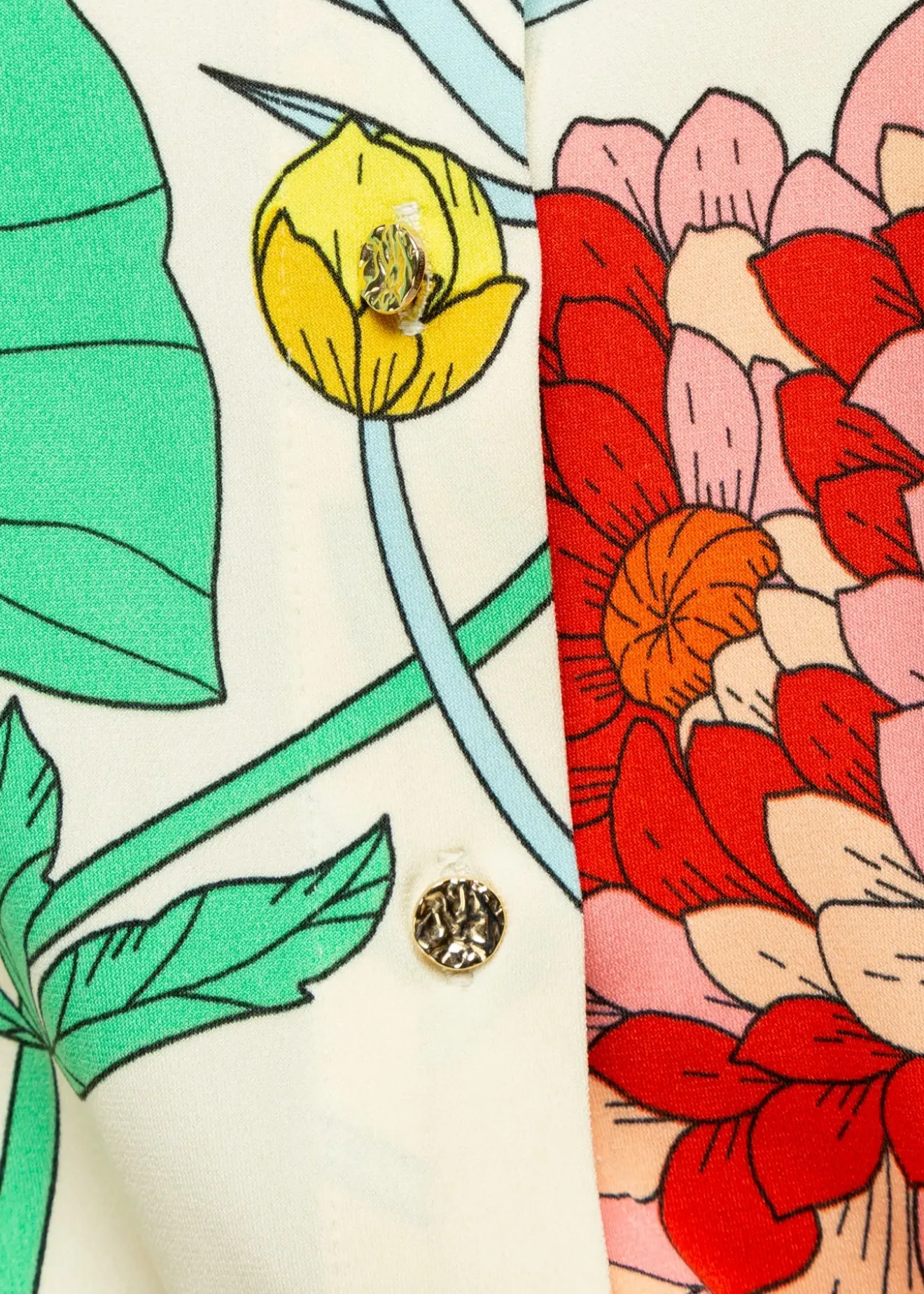 Vanilia Tricot Blouse Met Bloemenprint Pristine/ Rose/ Grass / Yellow New