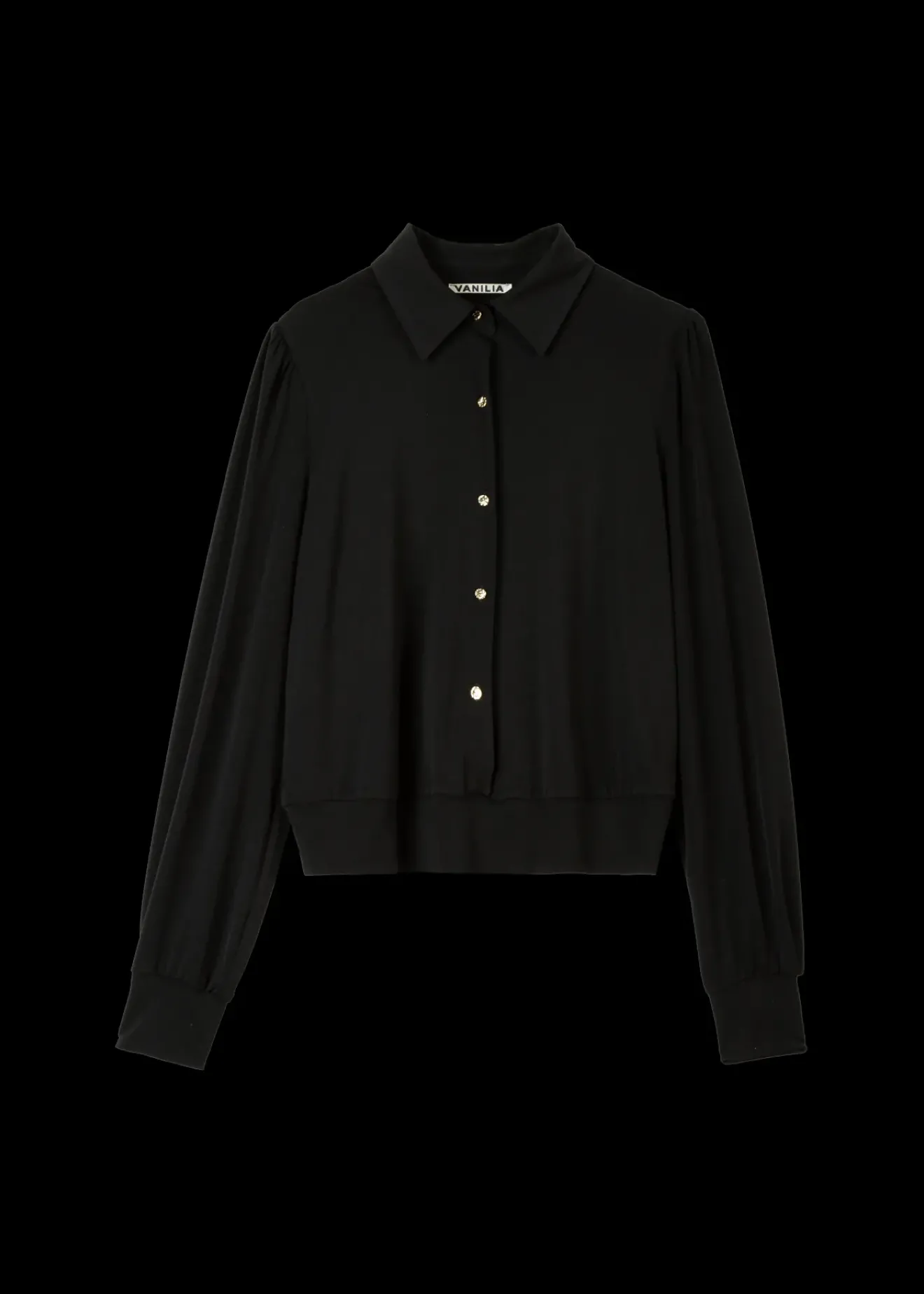 Vanilia Tricot Blouse Met Luxe Knopen Zwart Hot