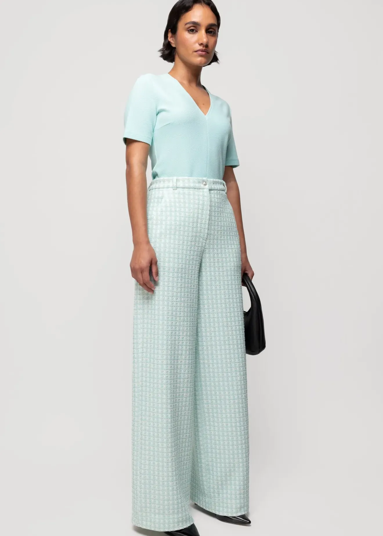 Vanilia Tricot Boucle Broek Aquamarine Hot