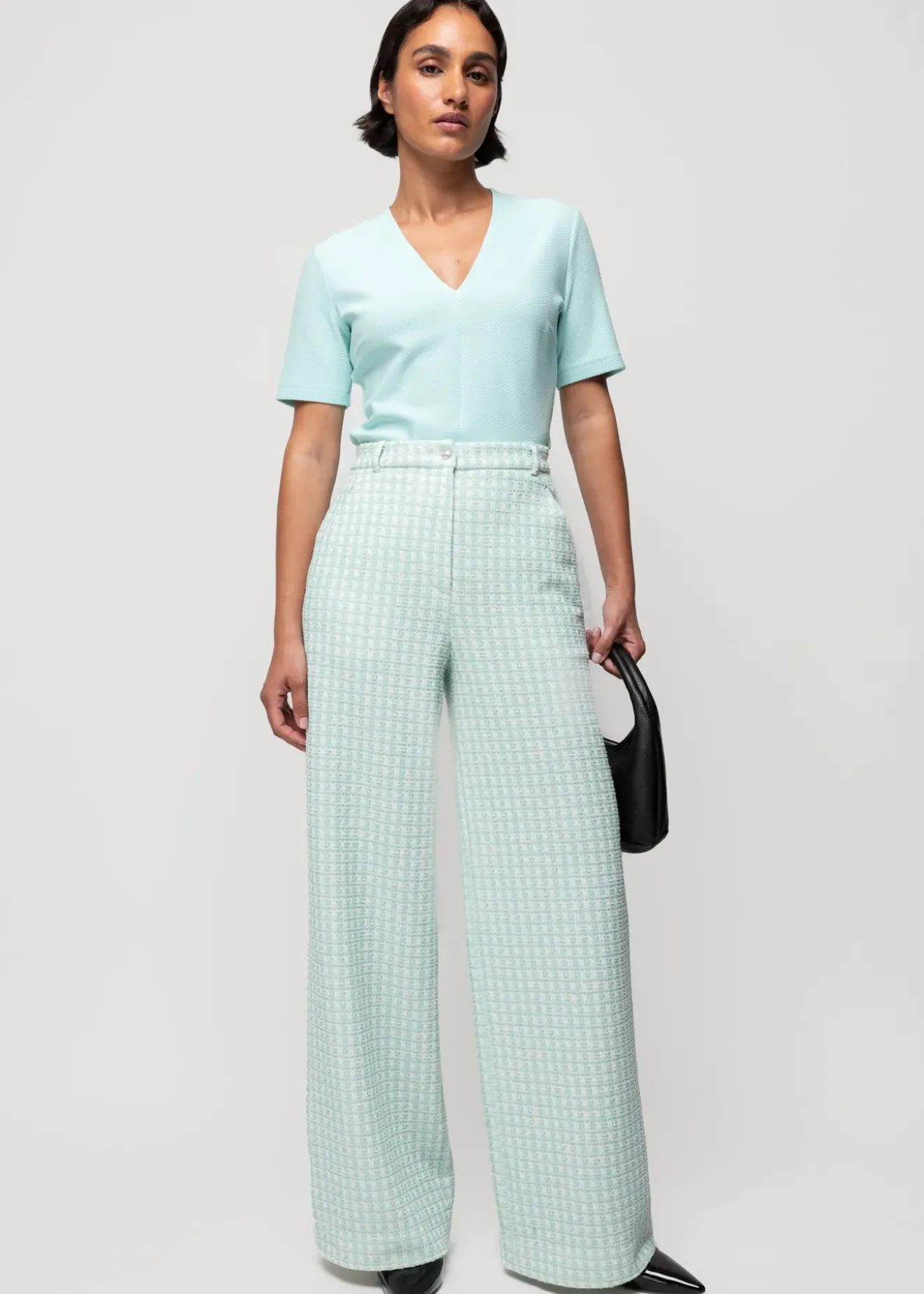 Vanilia Tricot Boucle Broek Aquamarine Hot