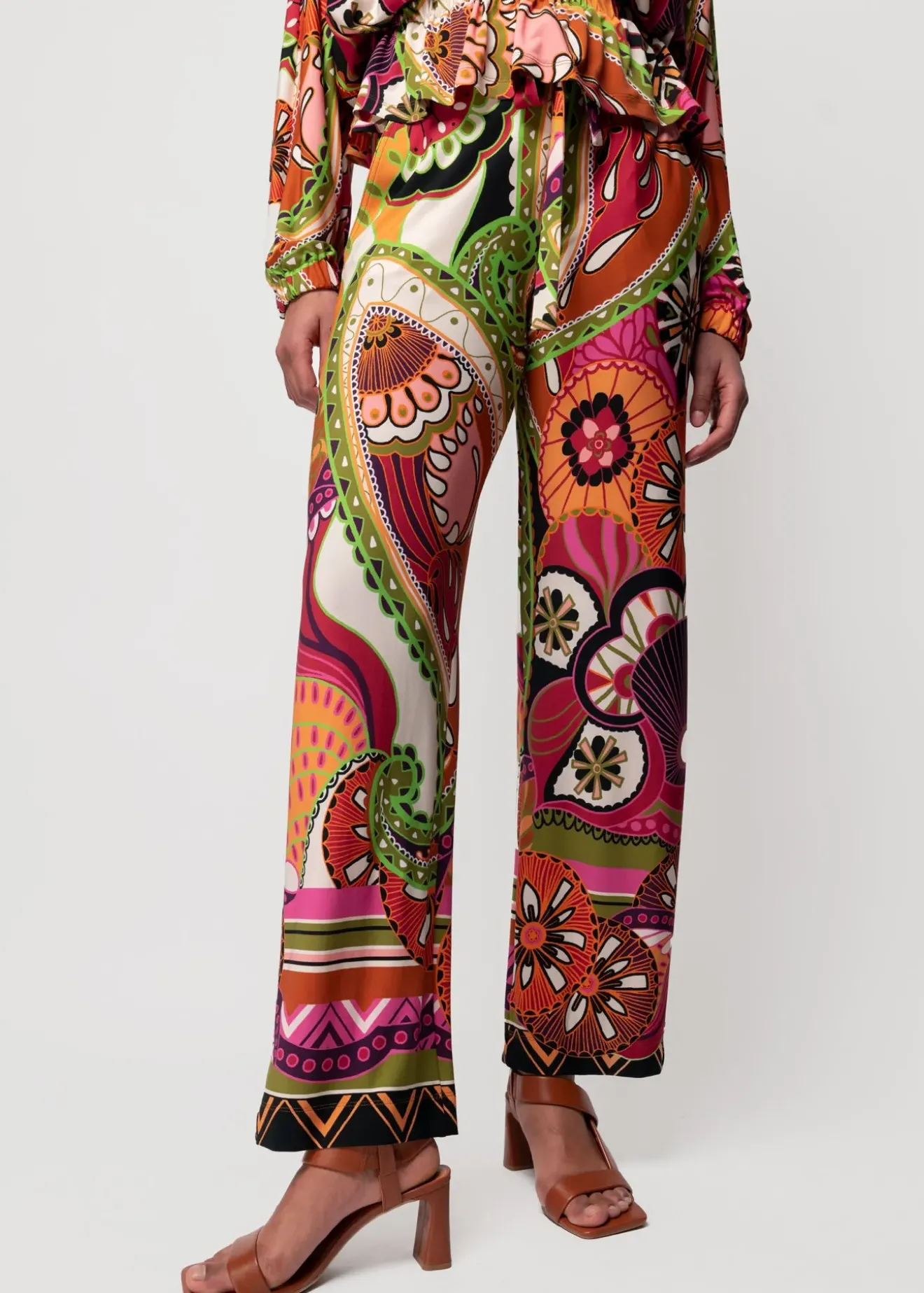 Vanilia Tricot Broek Met Print Limelight / Brown / Violet Best
