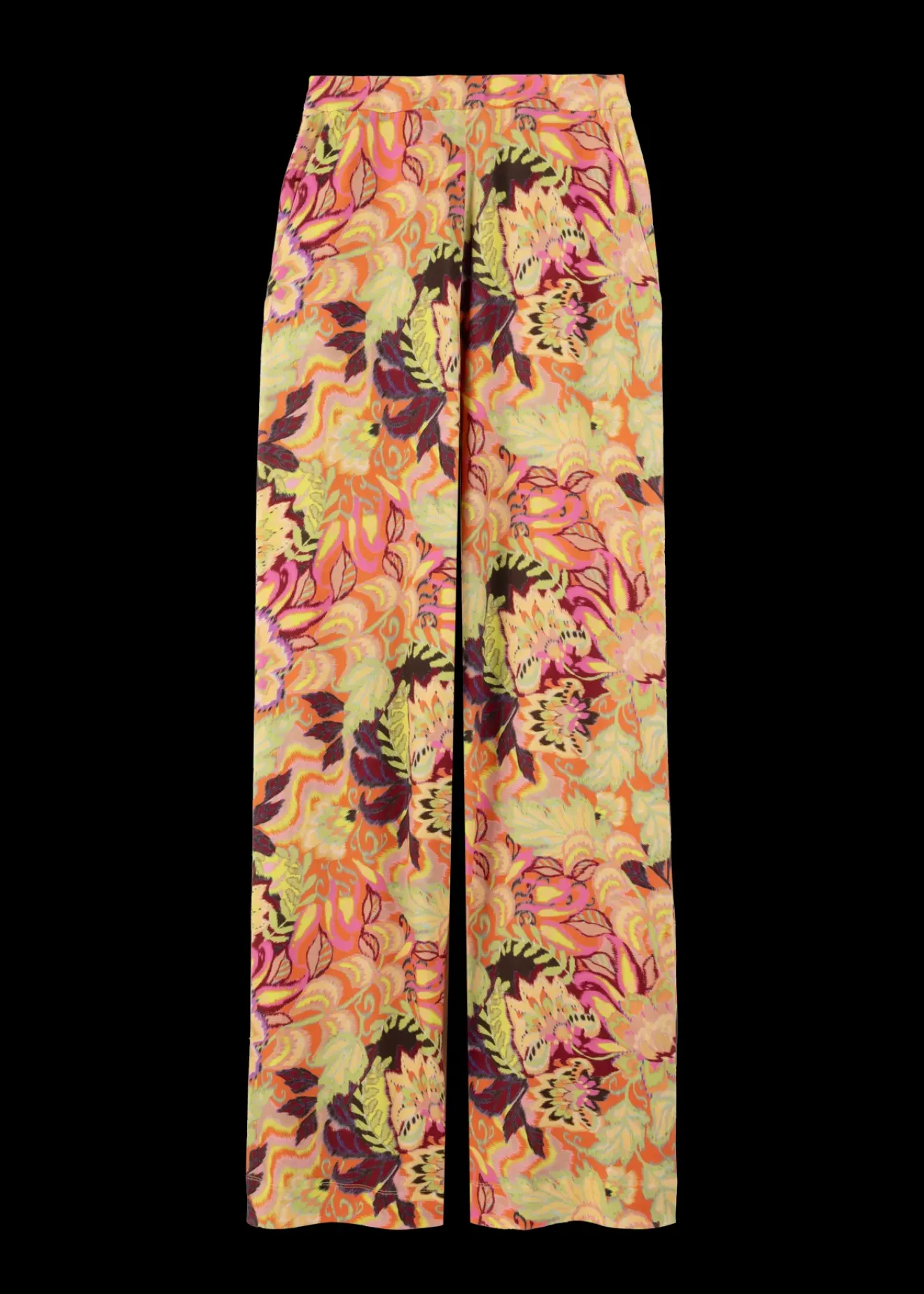 Vanilia Tricot Broek Met Print Vibrant Orange Pink Wine Online