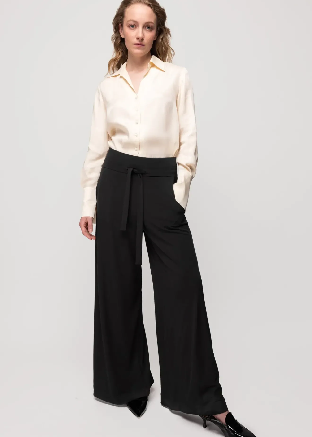 Vanilia Tricot Broek Met Wijde Pijp Zwart Fashion