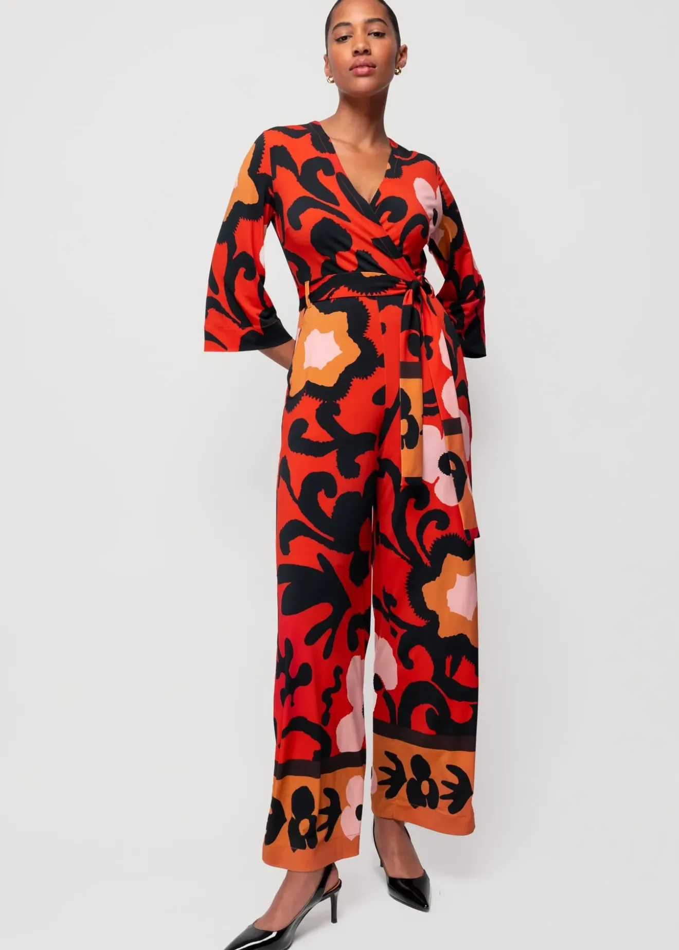 Vanilia Tricot Jumpsuit Met Bloemenprint Poppy / Blush / Pecan Clearance