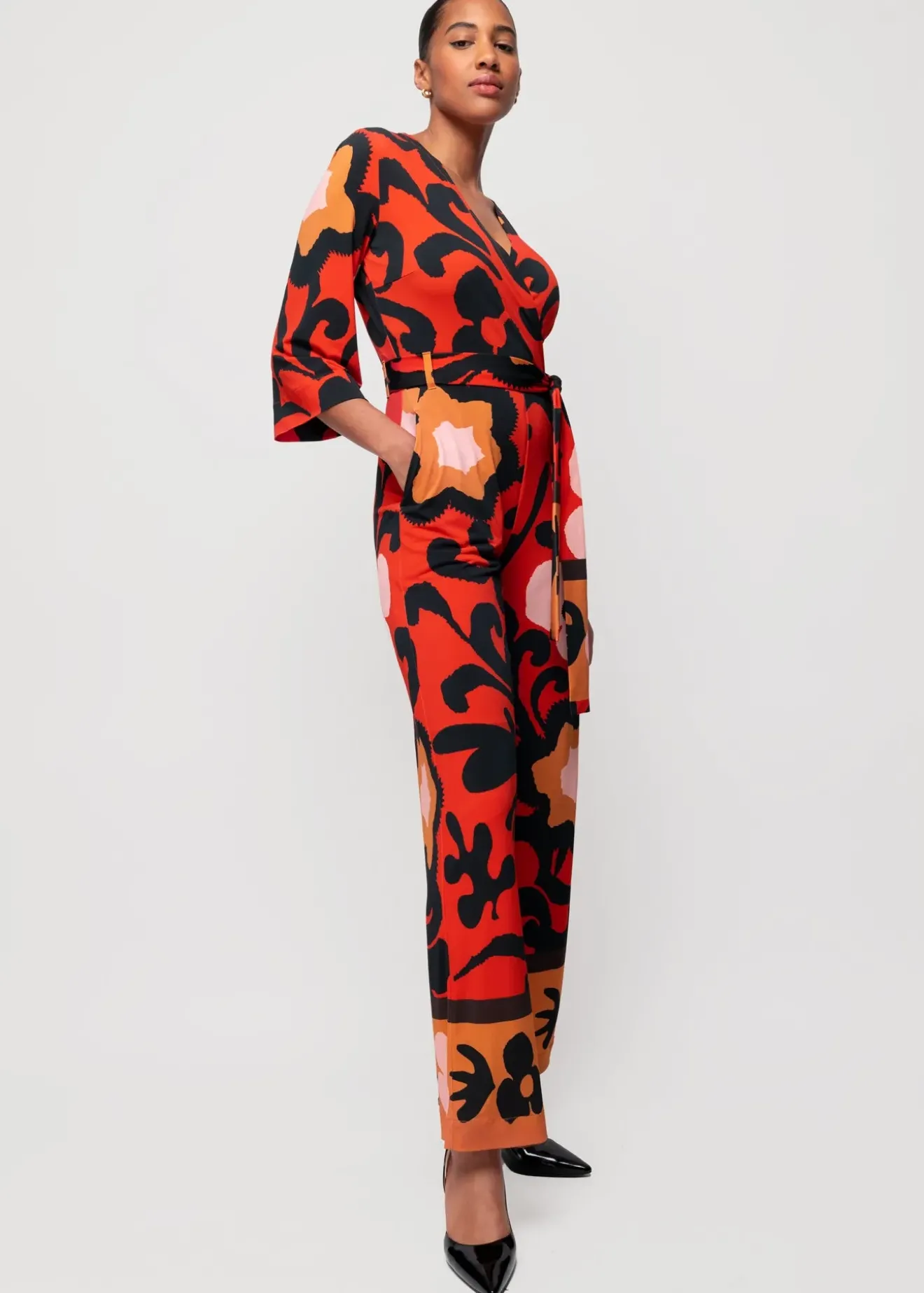 Vanilia Tricot Jumpsuit Met Bloemenprint Poppy / Blush / Pecan Clearance