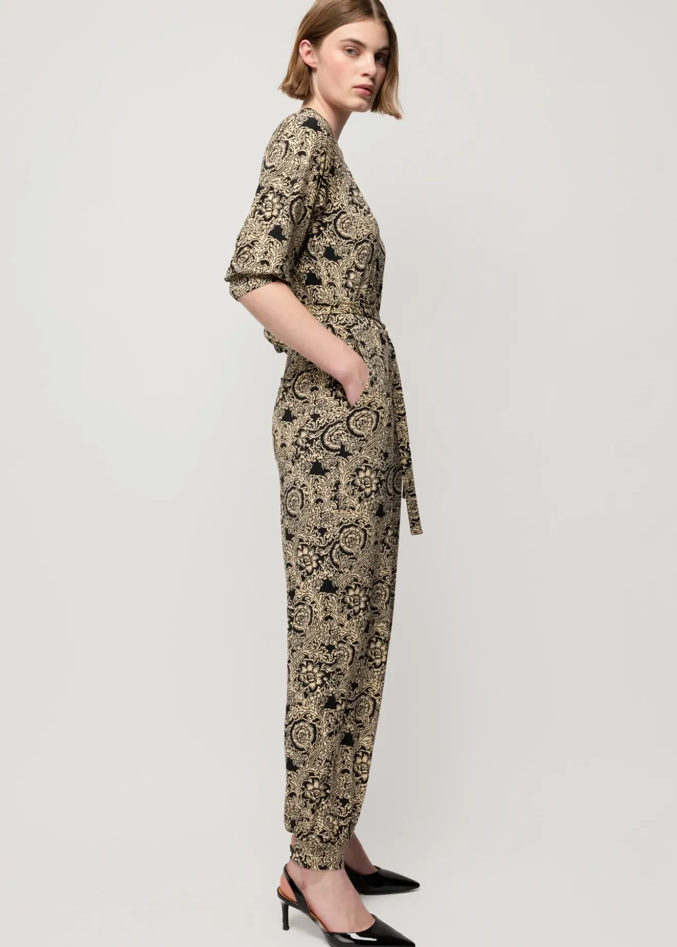 Vanilia Tricot Jumpsuit Met Ikat Print Antique Cotton/Black Outlet