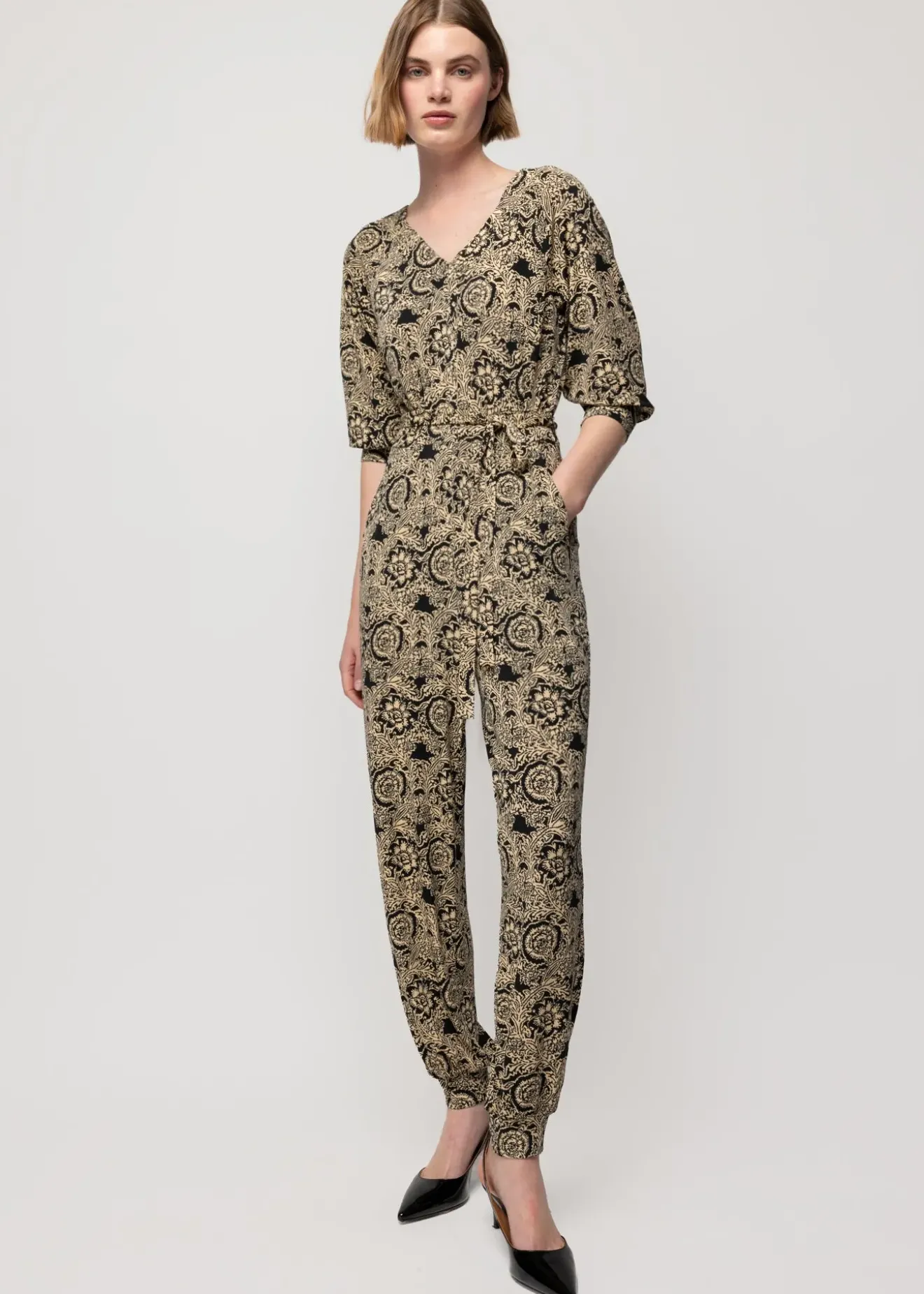 Vanilia Tricot Jumpsuit Met Ikat Print Antique Cotton/Black Outlet