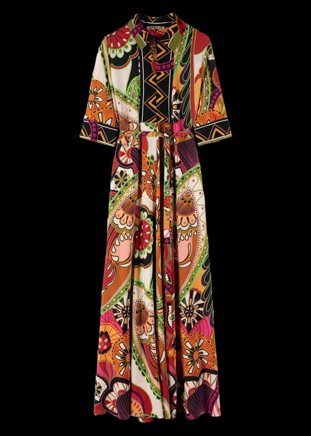 Vanilia Tricot Maxi-Jurk Met Print Limelight / Brown / Violet Discount
