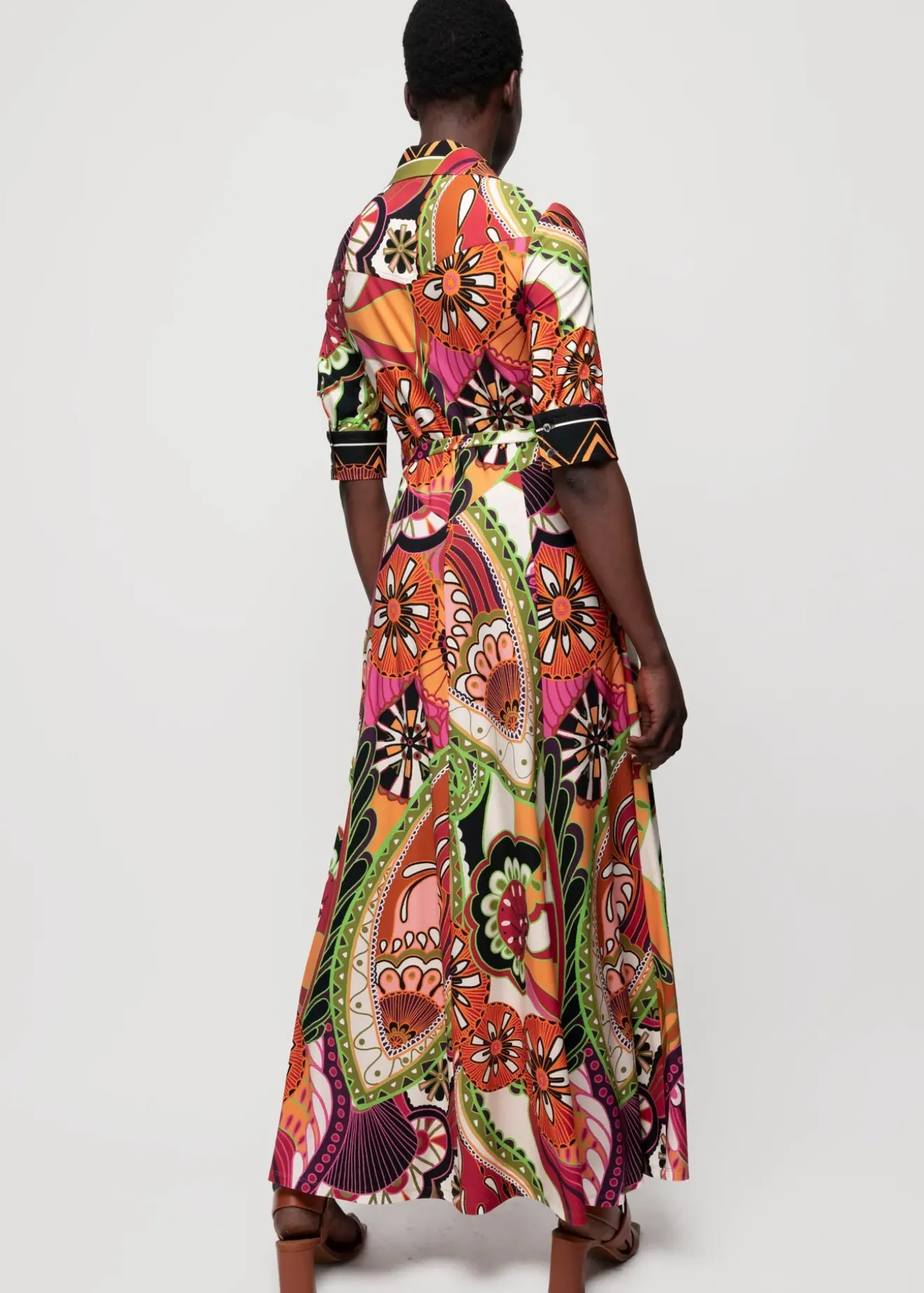 Vanilia Tricot Maxi-Jurk Met Print Limelight / Brown / Violet Discount
