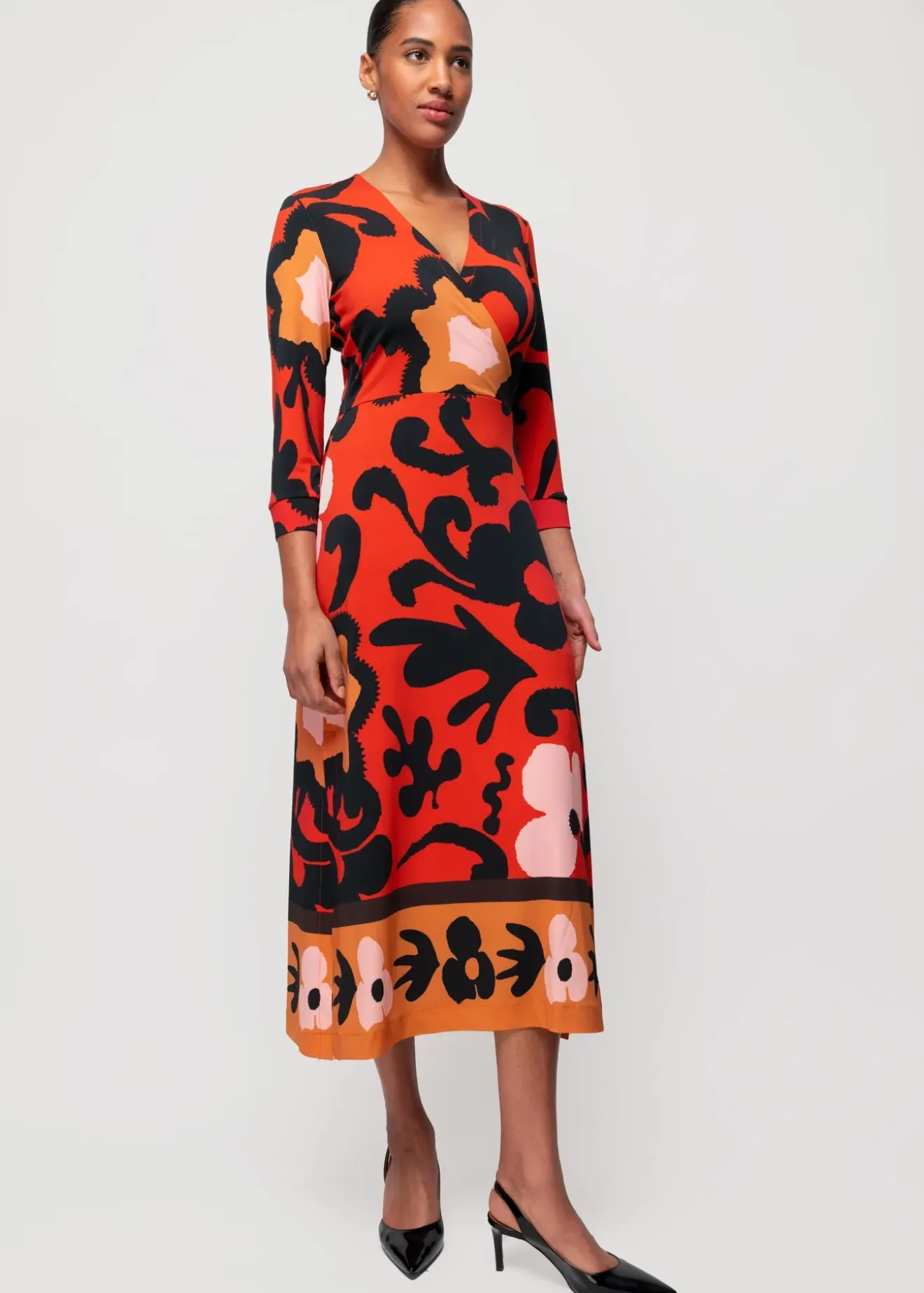 Vanilia Tricot Midi Jurk Met Bloemenprint Poppy / Blush / Pecan Online