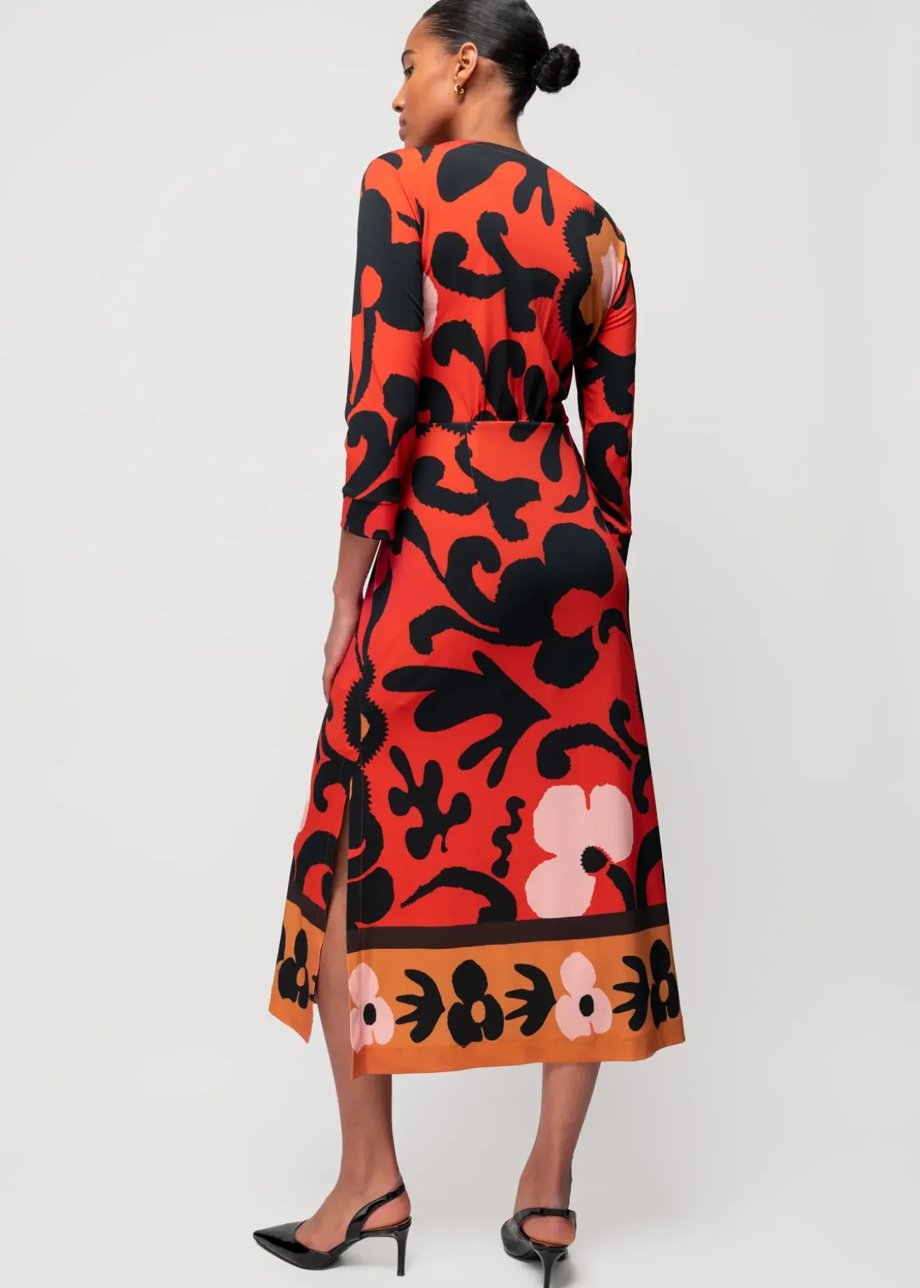 Vanilia Tricot Midi Jurk Met Bloemenprint Poppy / Blush / Pecan Online