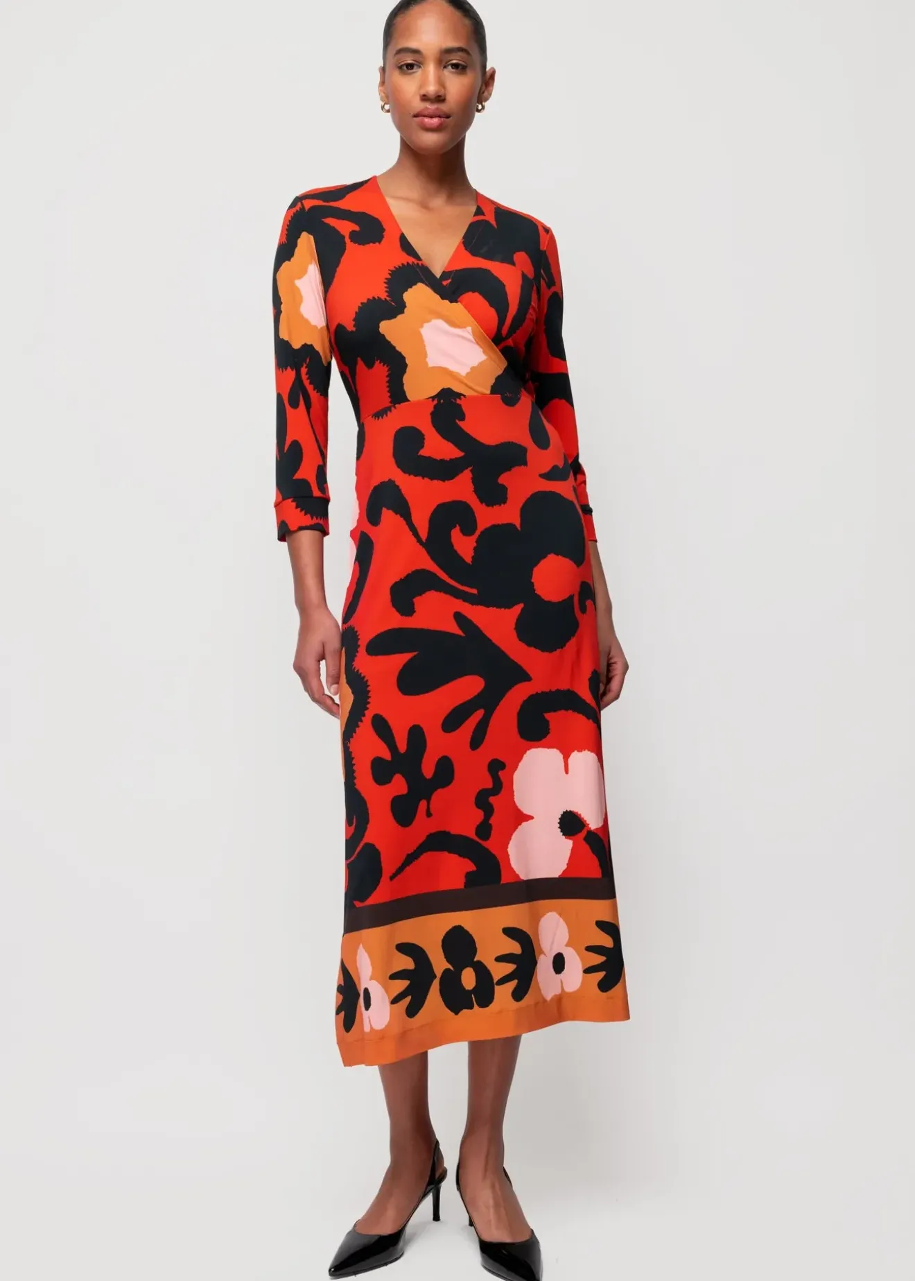 Vanilia Tricot Midi Jurk Met Bloemenprint Poppy / Blush / Pecan Online