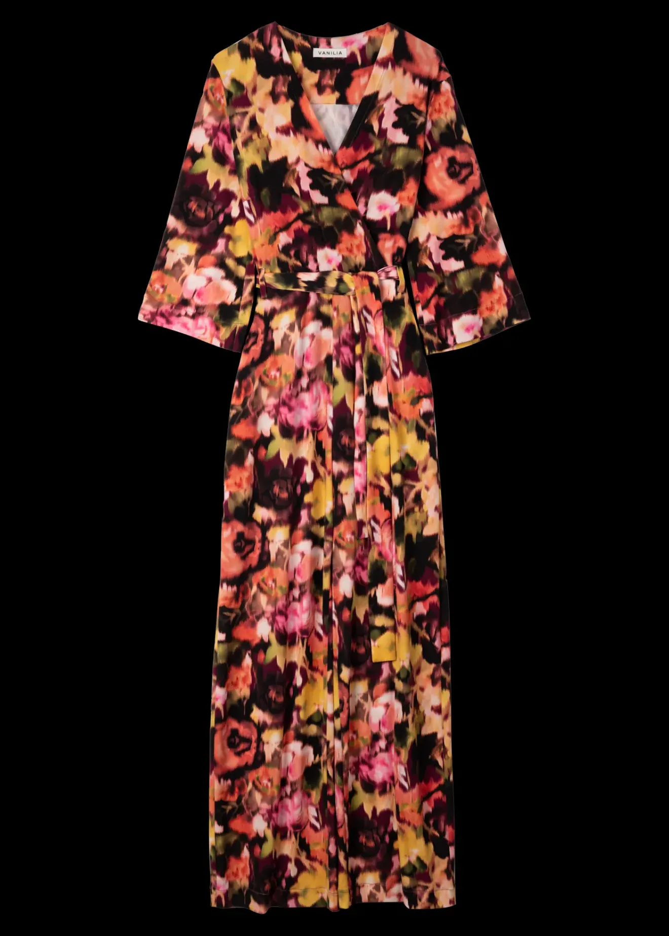 Vanilia Tricot Midi Jurk Met Print Coral/Cedar/Black Online