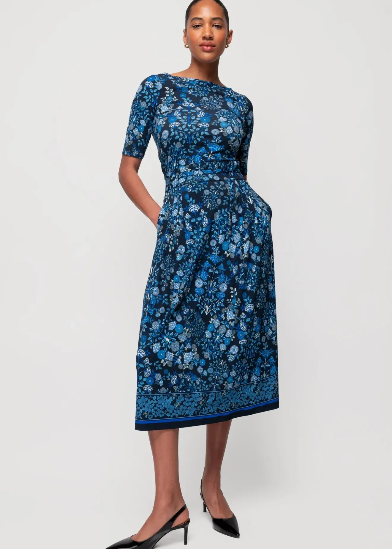 Vanilia Tricot Rok Met Bloemen Lago / Classic Navy / Indigo Clearance