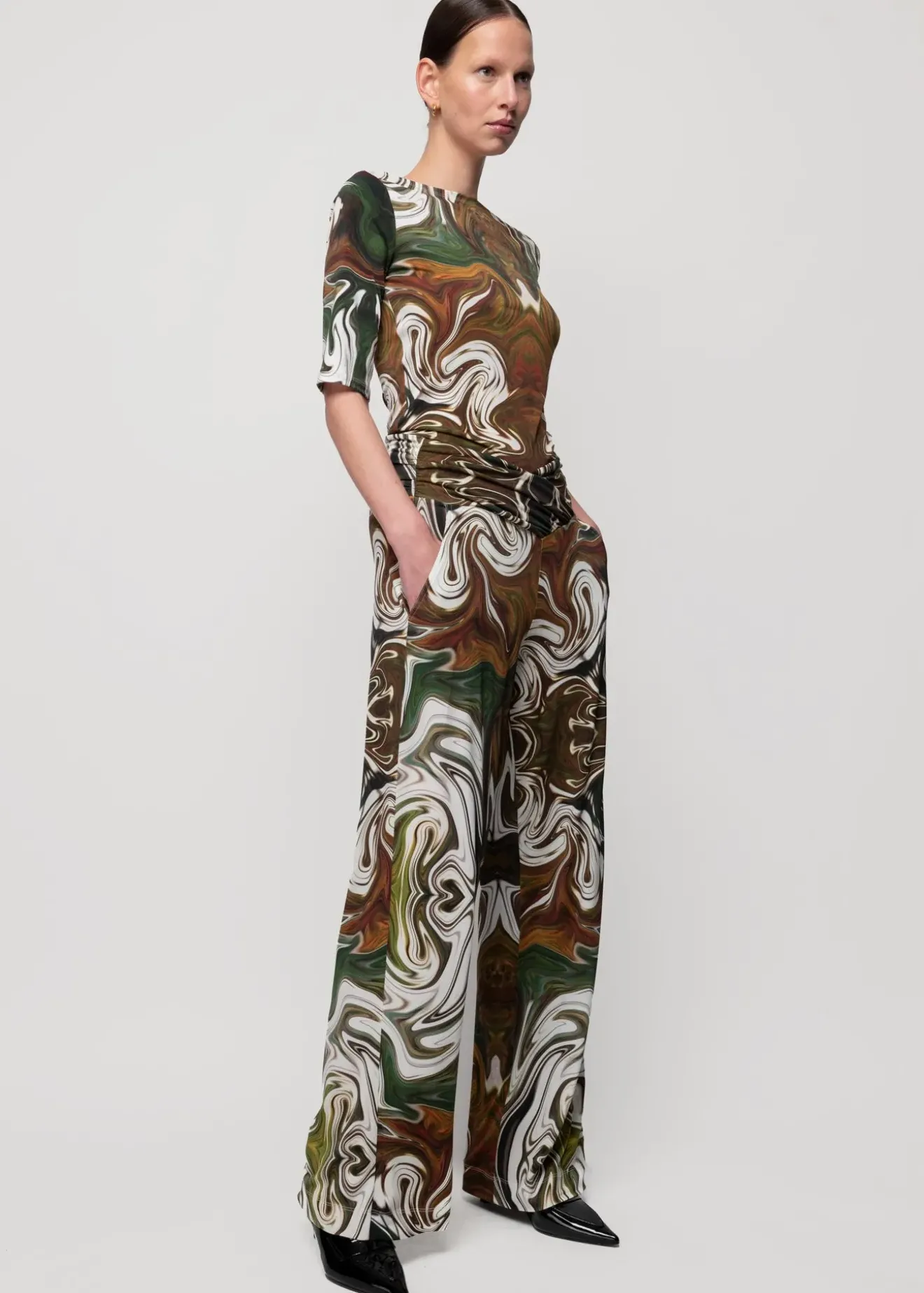 Vanilia Tricot Swirl Broek Breen/Olive/Linde Outlet