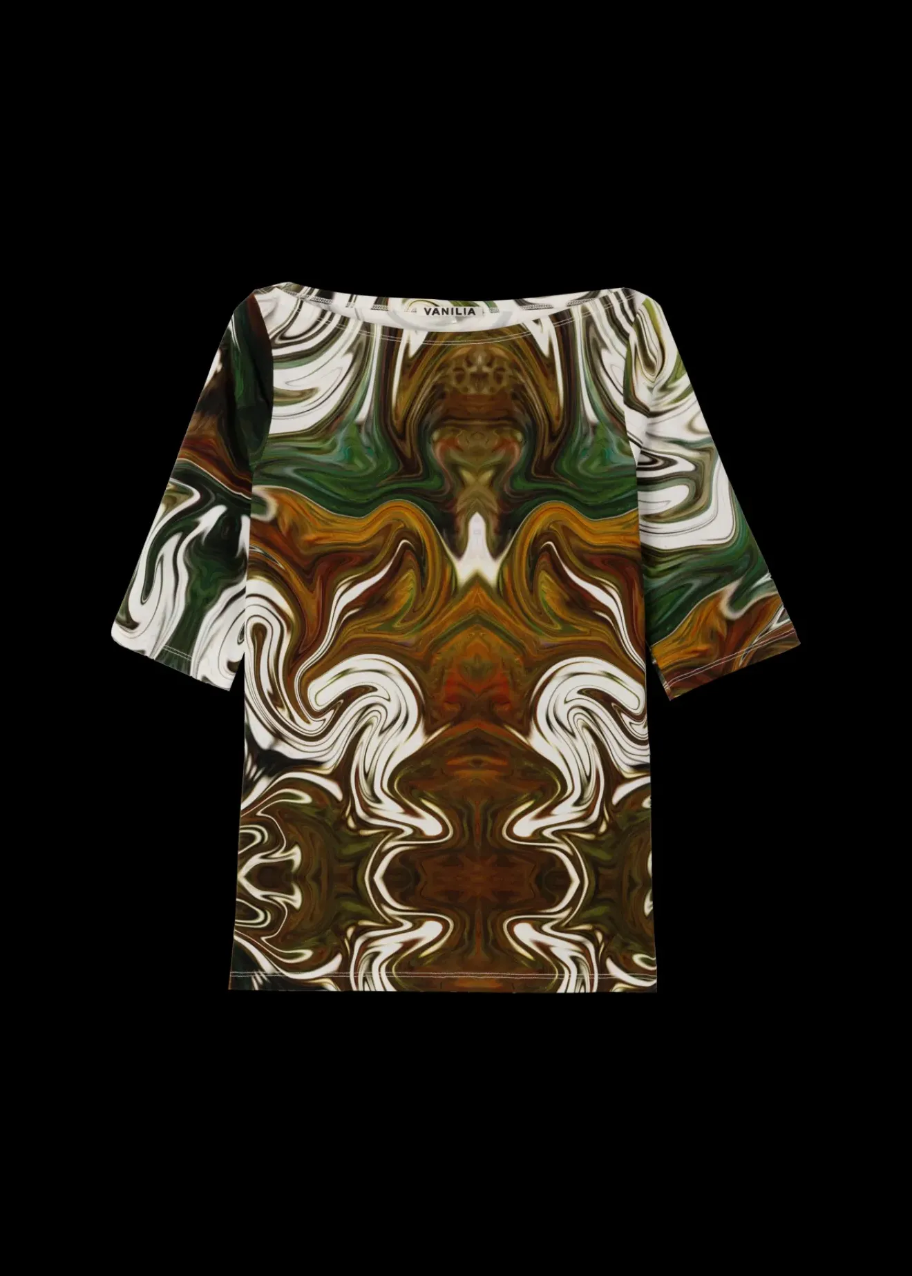 Vanilia Tricot Swirl Top Met Boothals Breen/Olive/Linde Sale