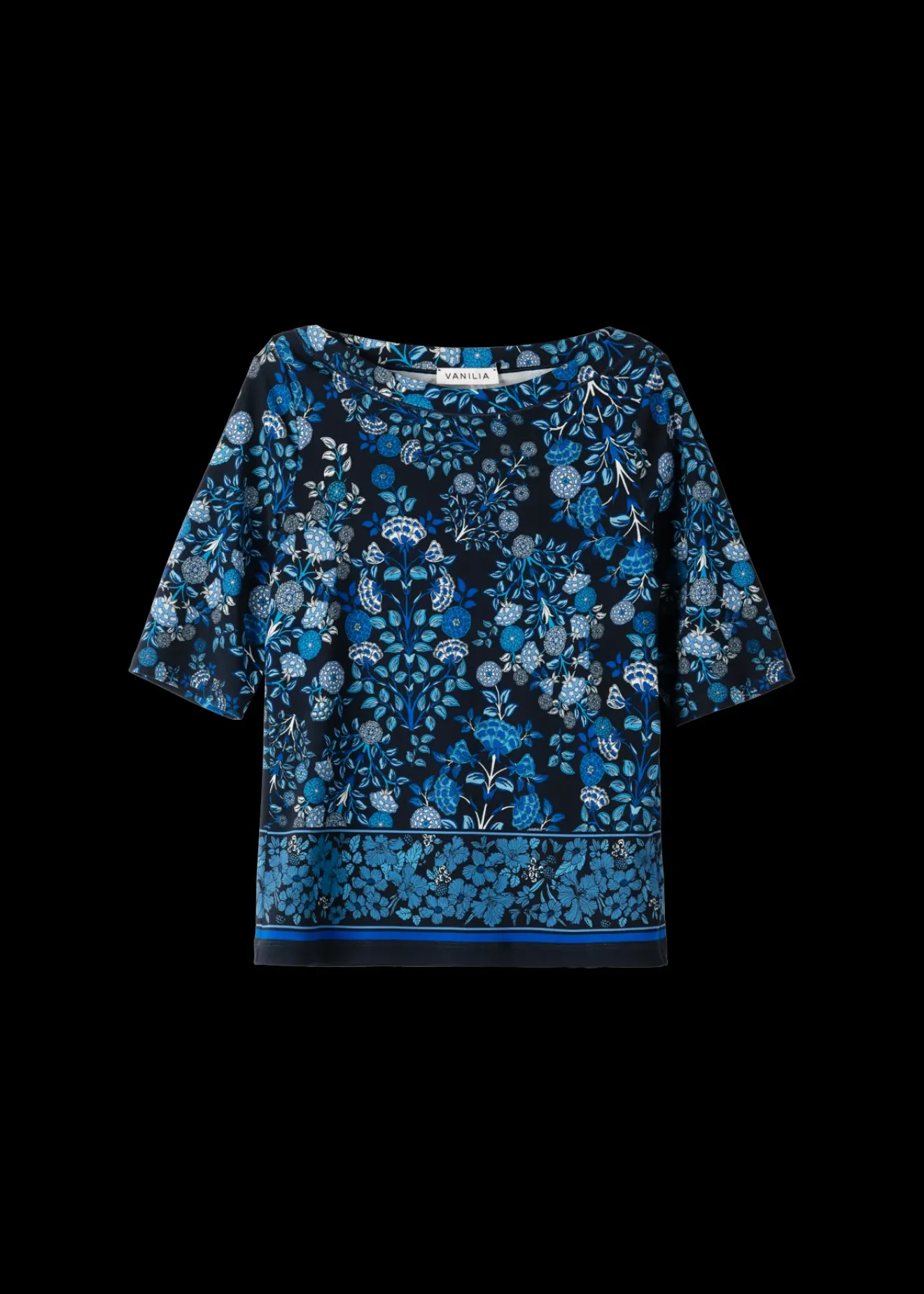 Vanilia Tricot Top Met Bloemen Lago / Classic Navy / Indigo Best